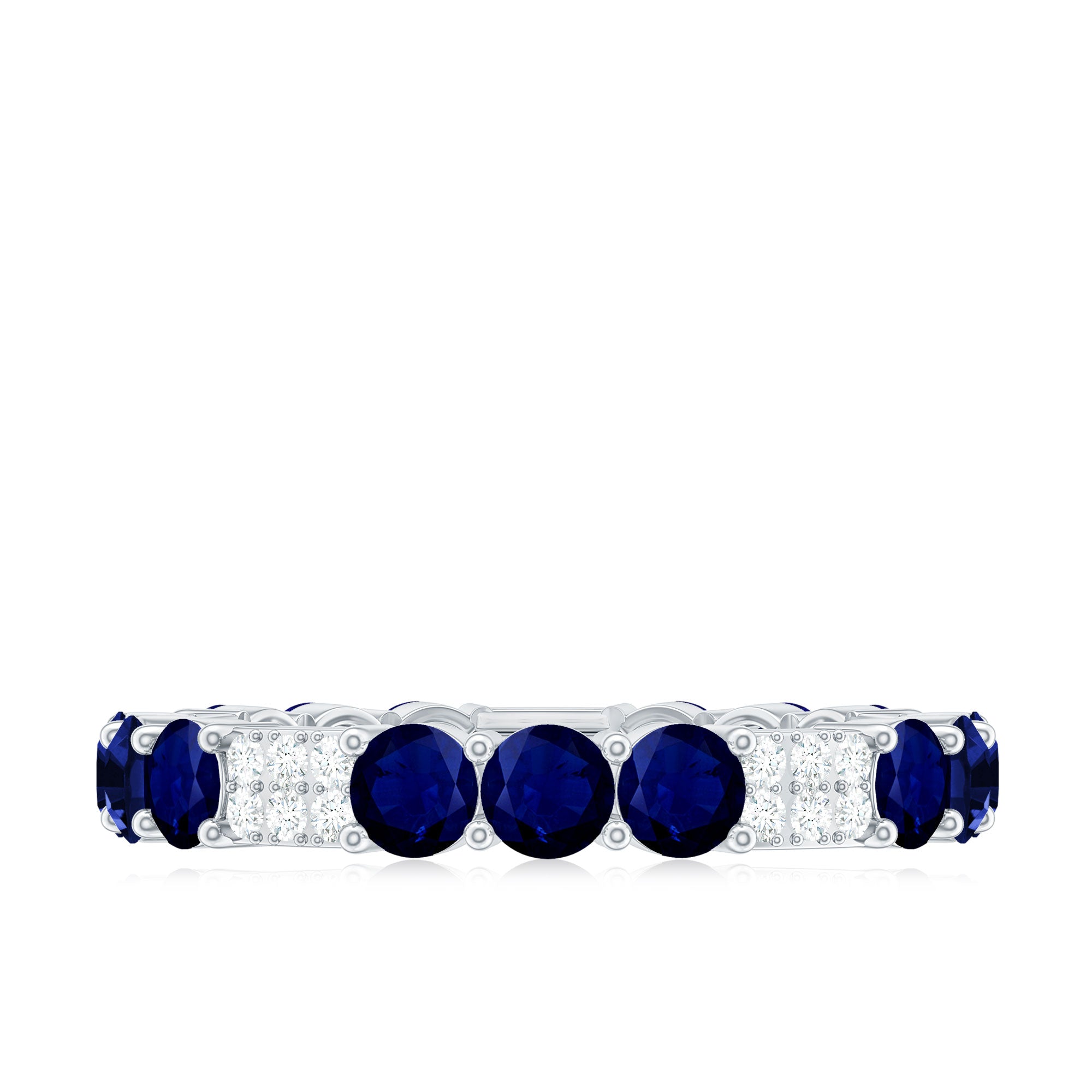 Rosec Jewels-Natural Blue Sapphire and Diamond Eternity Wedding Band