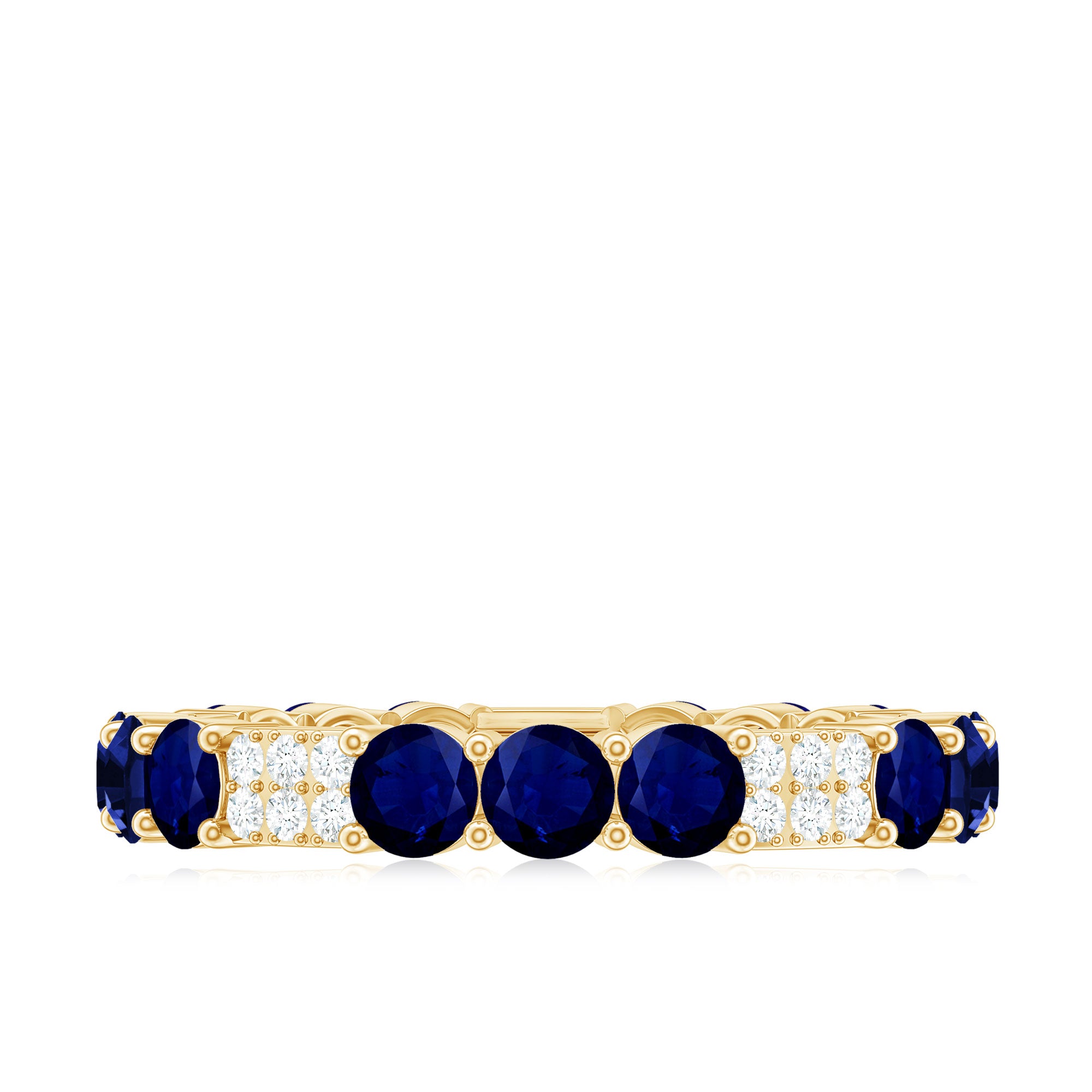 Rosec Jewels-Natural Blue Sapphire and Diamond Eternity Wedding Band