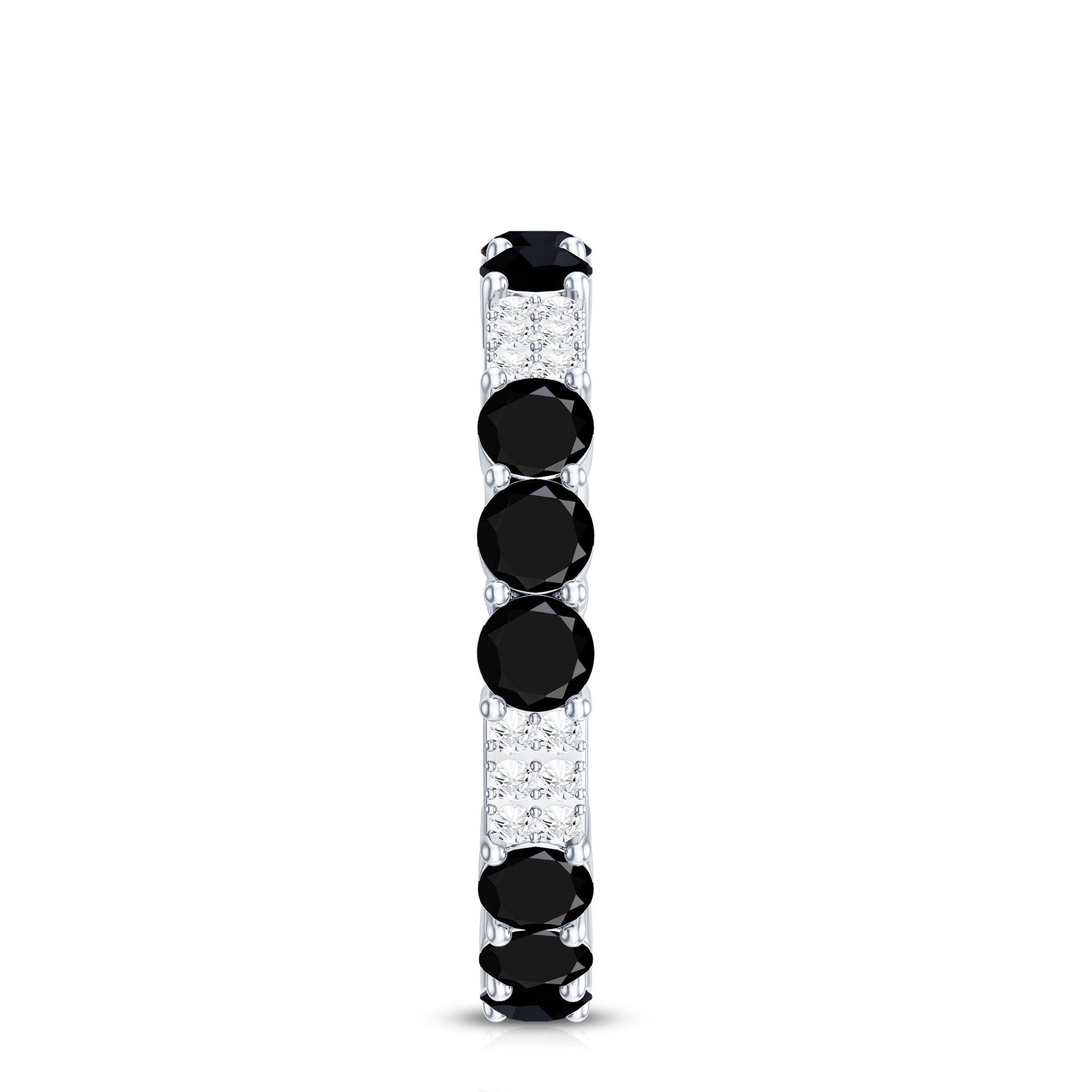 Certified Lab Grown Black and White Diamond Wedding Eternity Ring AAAA ( Synthetic ) - Rosec Jewels