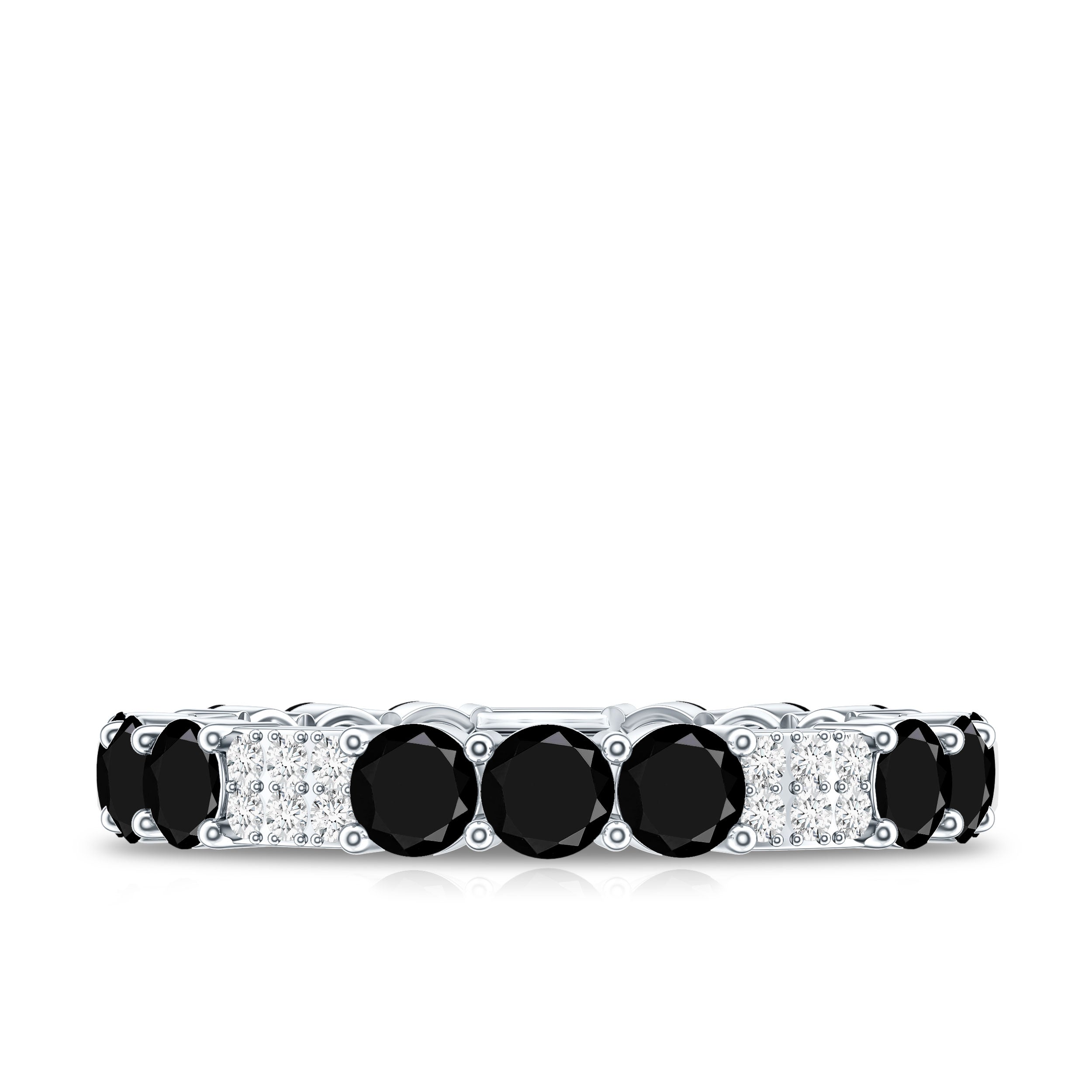 Certified Lab Grown Black and White Diamond Wedding Eternity Ring AAAA ( Synthetic ) - Rosec Jewels