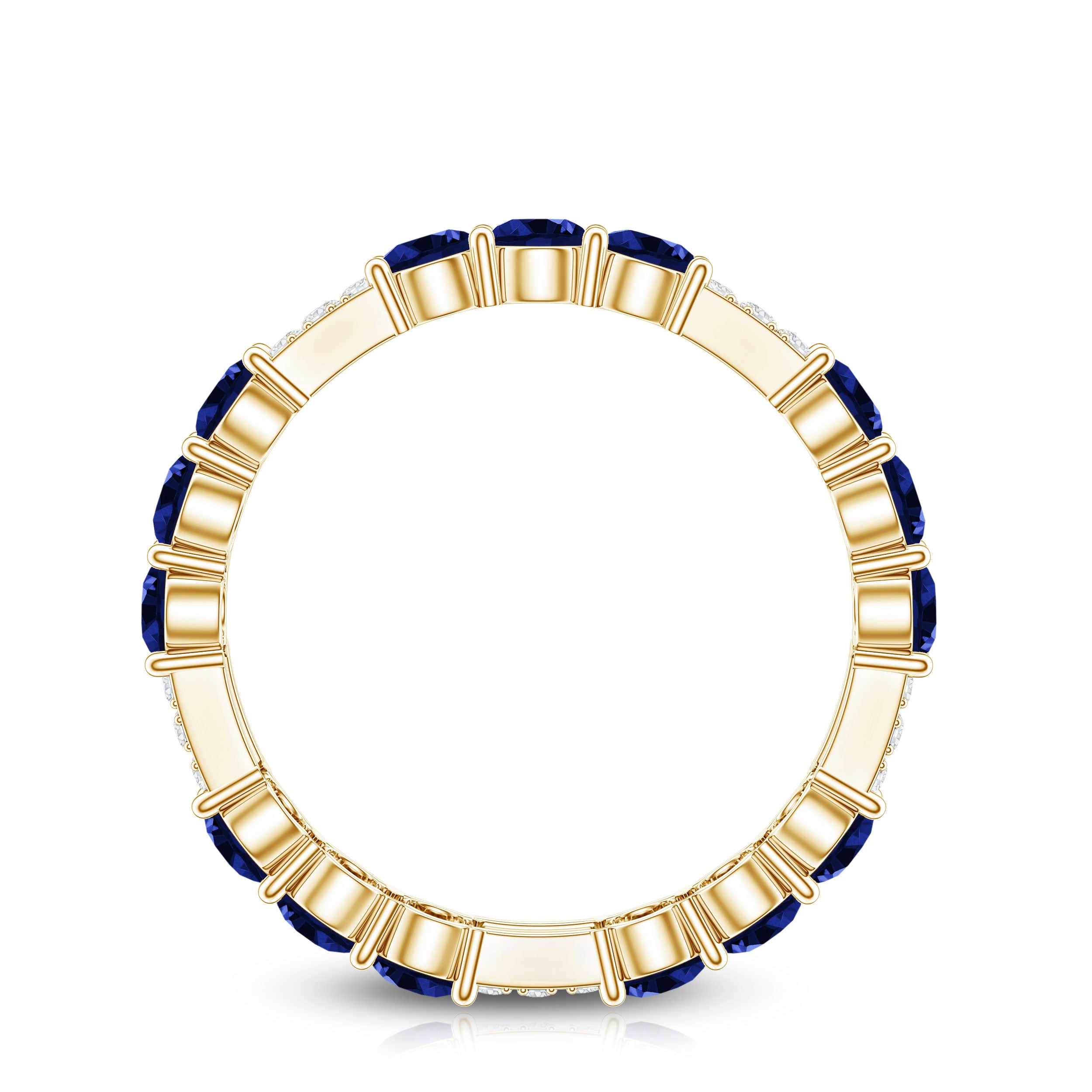 Certified Lab Grown Blue Sapphire Eternity Band Ring with Diamond AAAA - Rosec Jewels