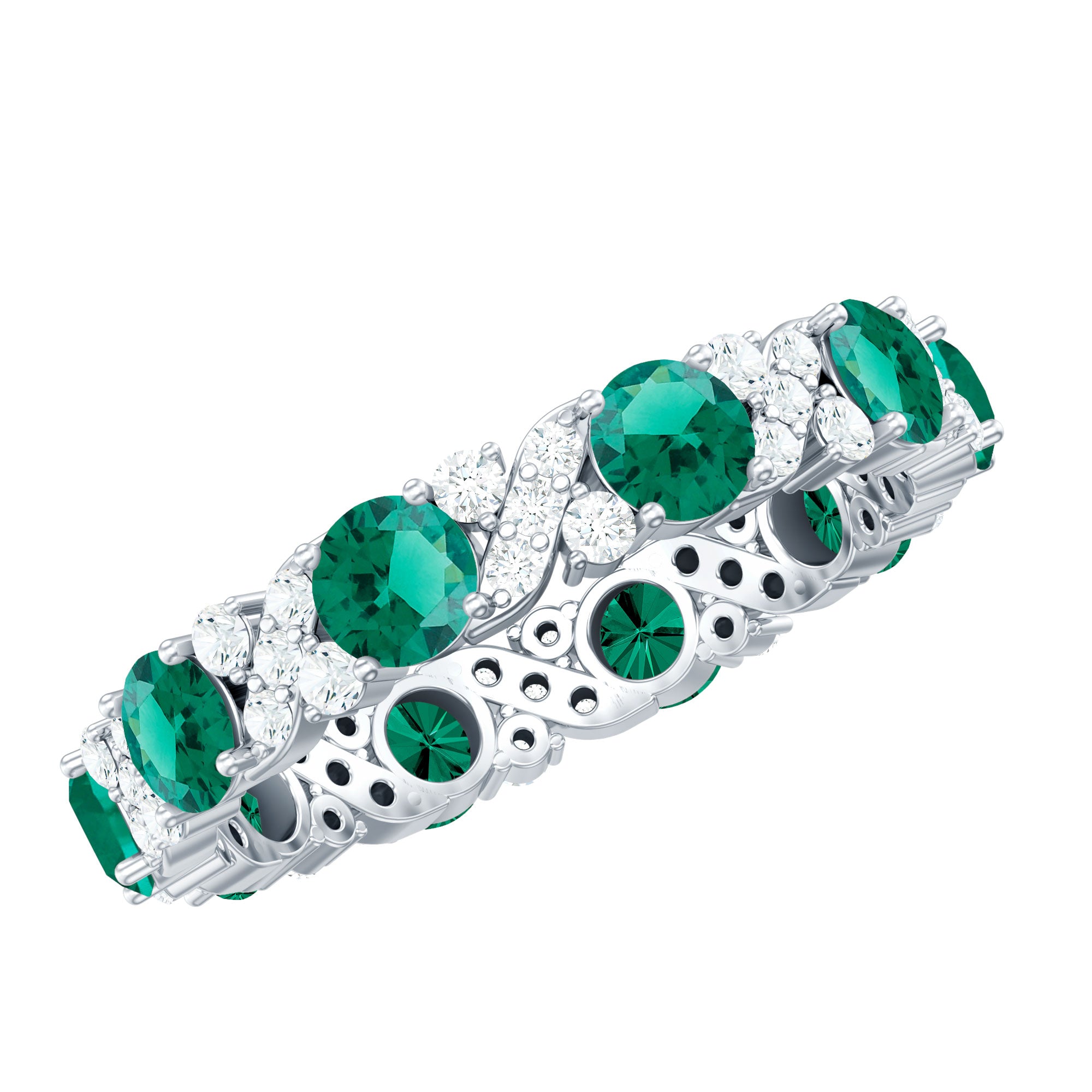 Elegant Lab Grown Emerald Diamond Eternity Wedding Band