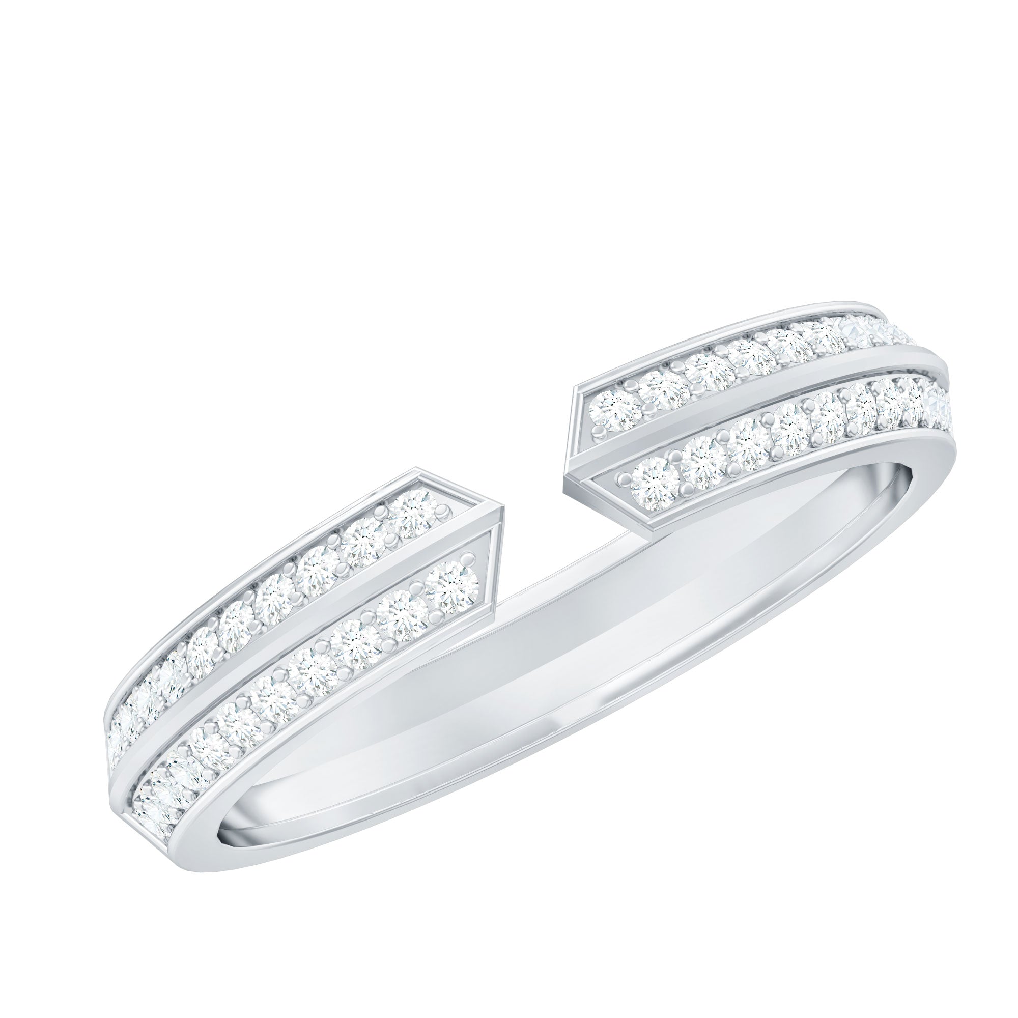 Certified Moissanite Open Cuff Ring for Women D-VS1 - Rosec Jewels