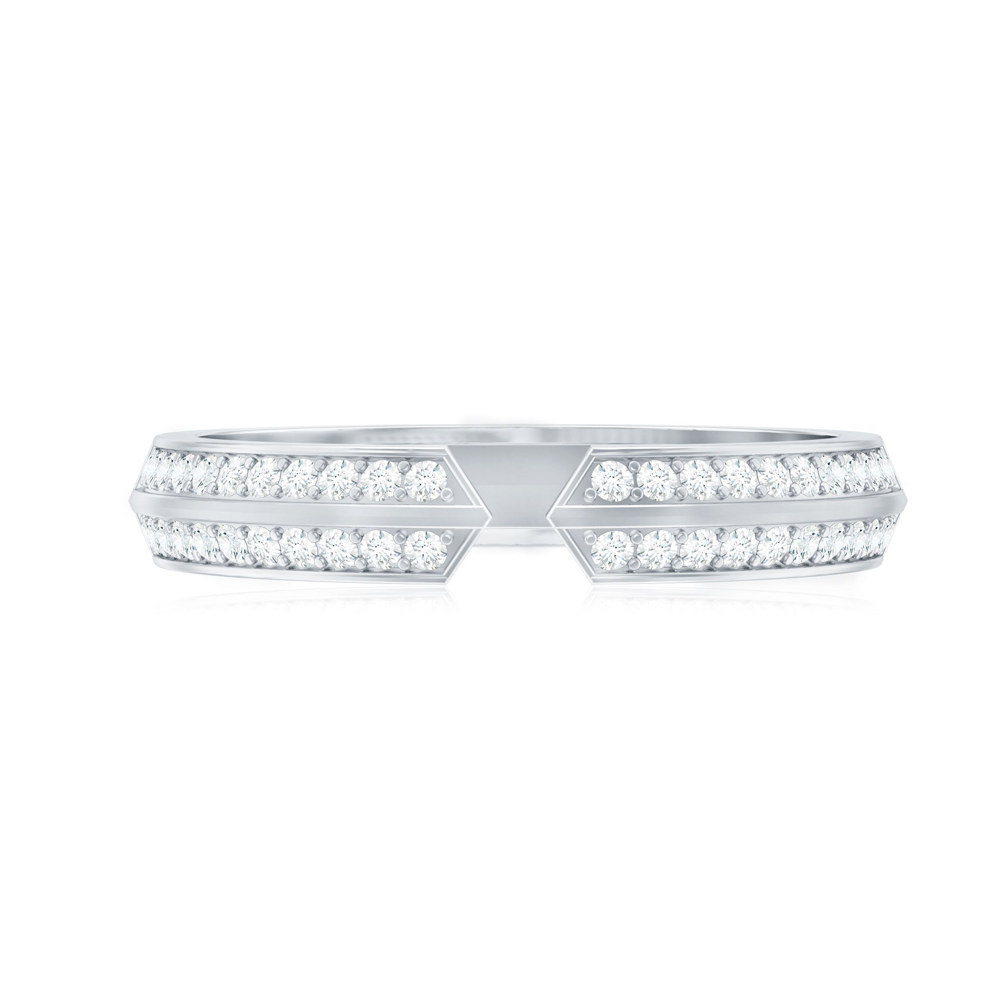 Certified Moissanite Open Cuff Ring for Women D-VS1 - Rosec Jewels