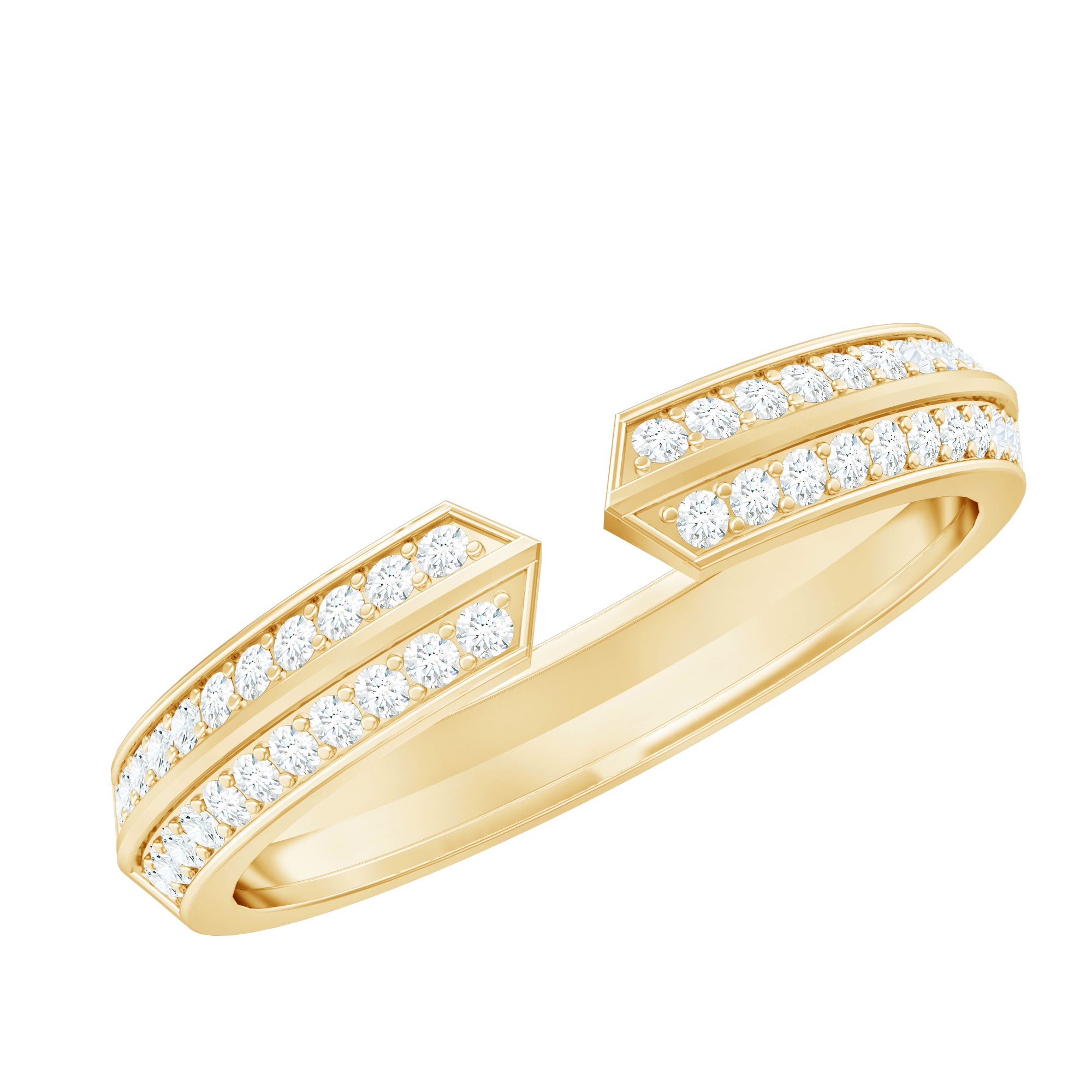 Certified Moissanite Open Cuff Ring for Women D-VS1 - Rosec Jewels