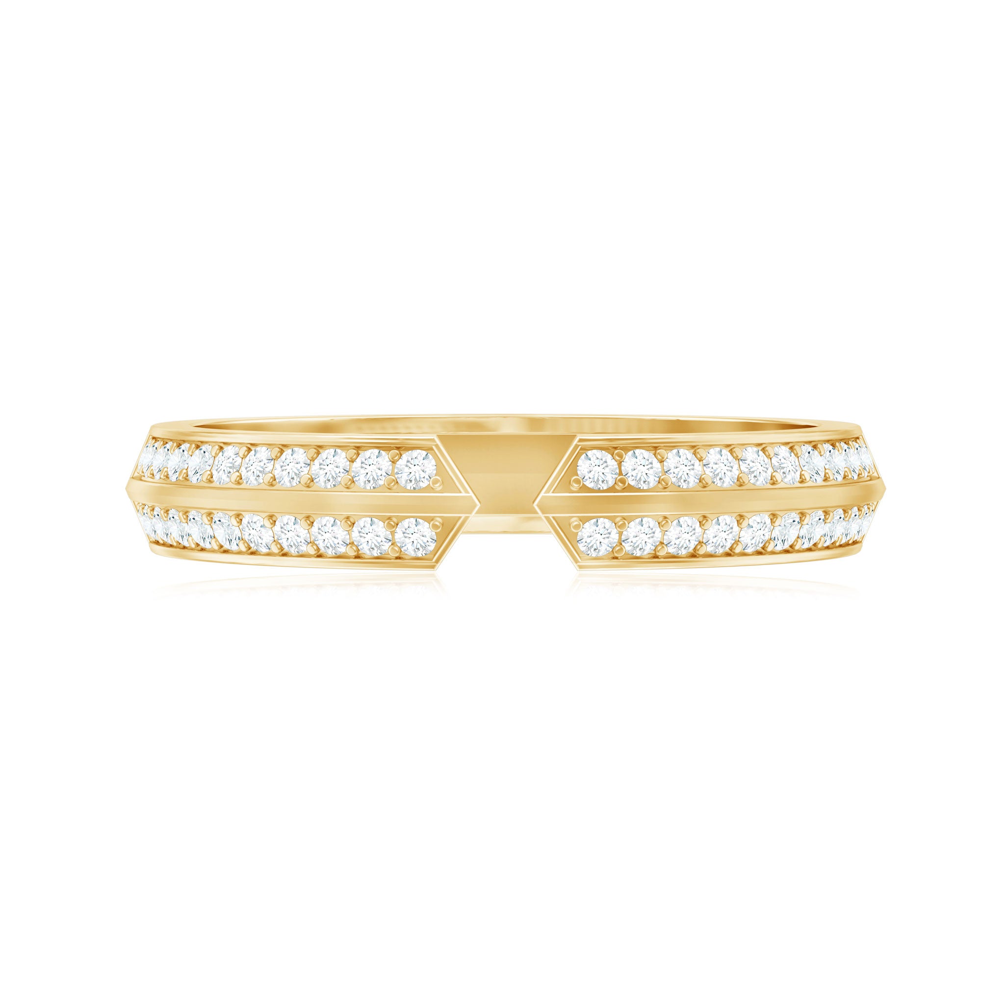 Certified Moissanite Open Cuff Ring for Women D-VS1 - Rosec Jewels