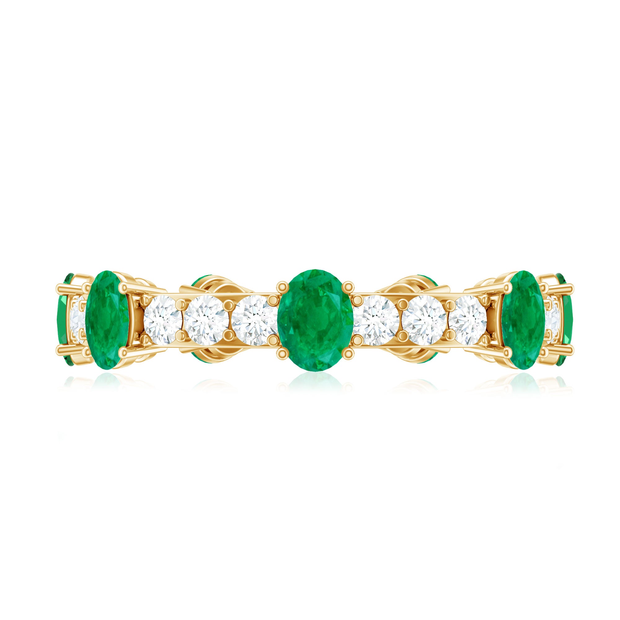 Natural Oval Emerald Diamond Eternity Marriage Anniversary Ring AAA - Rosec Jewels