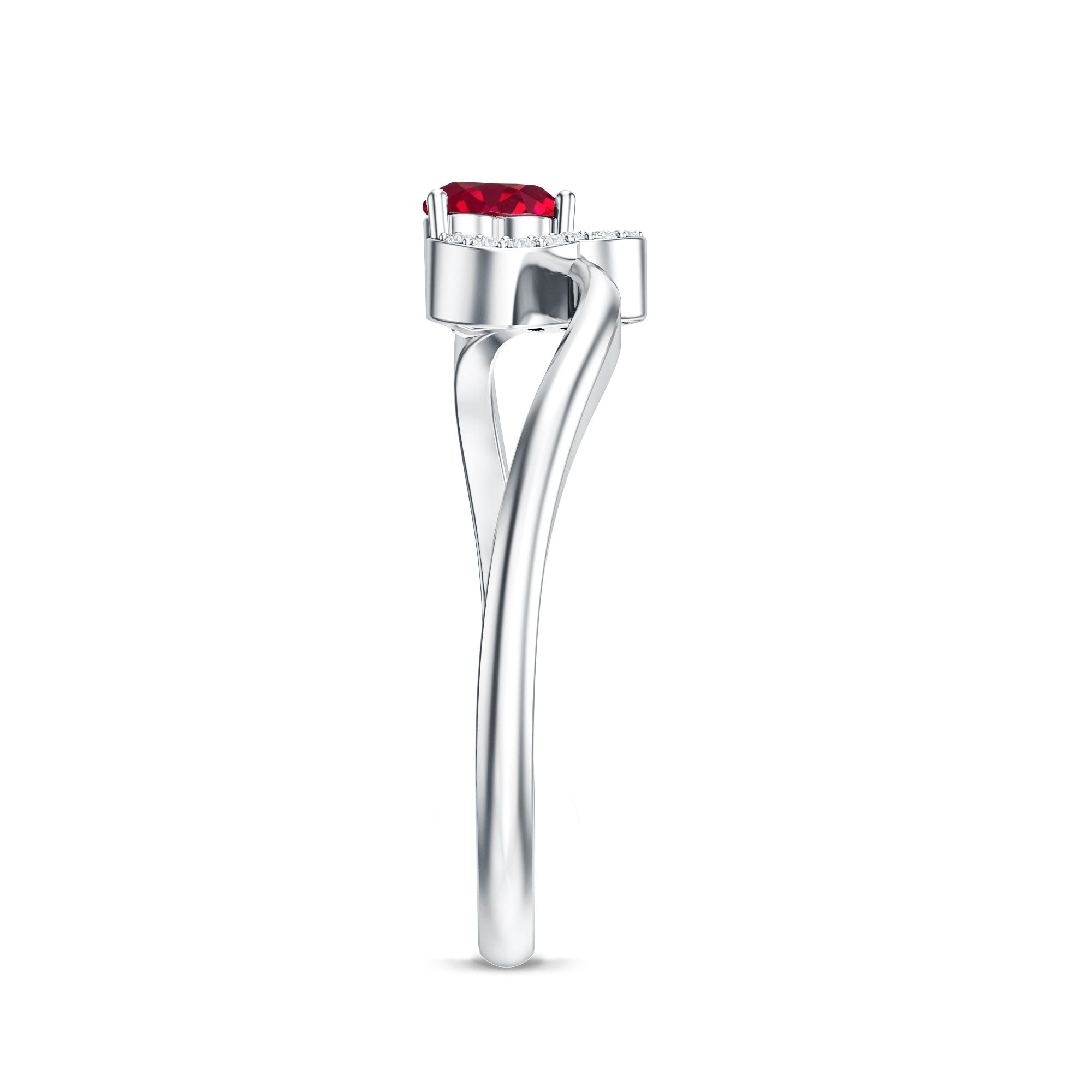 Rosec Jewels-Heart Shape Lab Grown Ruby and Diamond Twisted Promise Ring