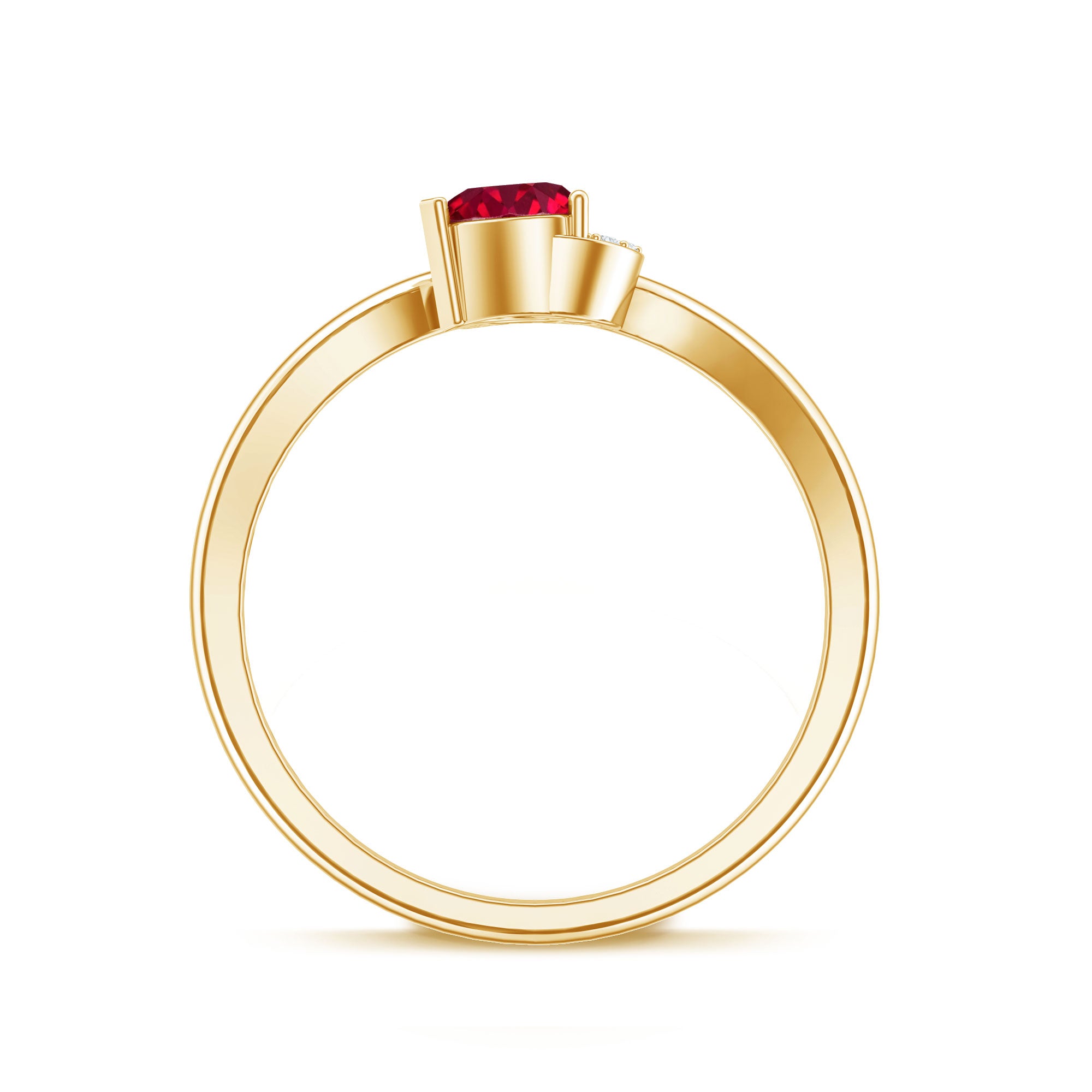 Rosec Jewels-Heart Shape Lab Grown Ruby and Diamond Twisted Promise Ring