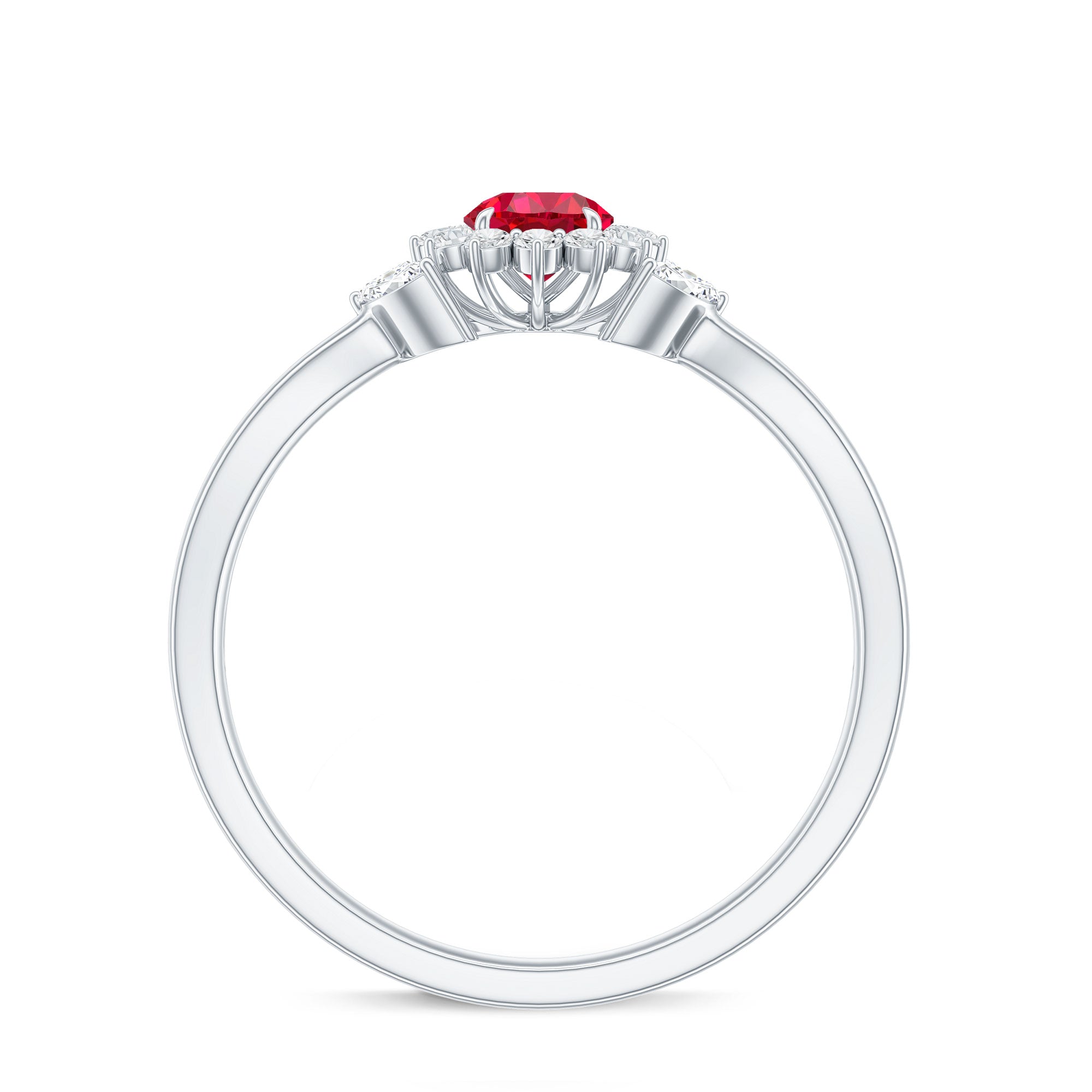 Certified Lab Grown Ruby Diamond Flower Engagement Ring for Women AAAA - Rosec Jewels