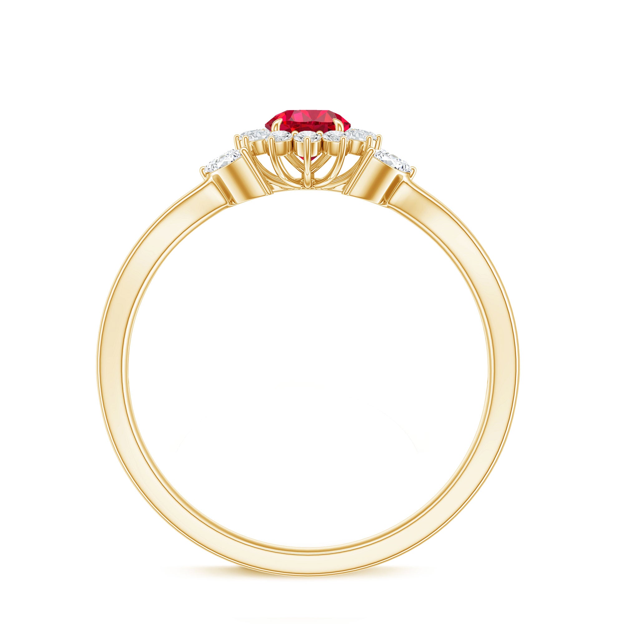 Certified Lab Grown Ruby Diamond Flower Engagement Ring for Women AAAA - Rosec Jewels