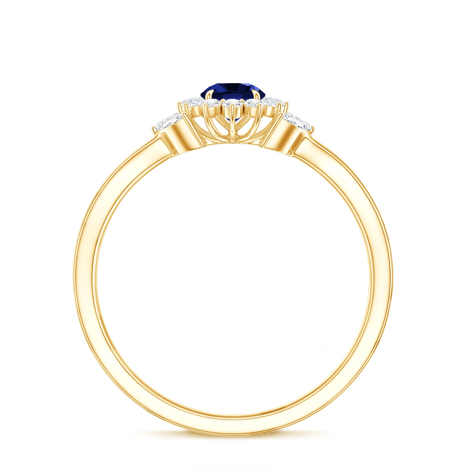 Nature Inspired 0.6 Carat Lab Grown Blue Sapphire Engagement Ring with Diamond AAAA - Rosec Jewels