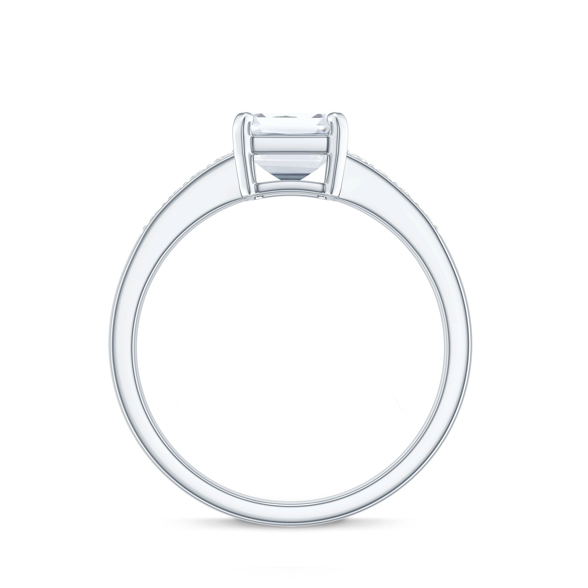 1.8 Carat Emerald Cut Cubic Zirconia Solitaire Engagement Ring AAAA - Rosec Jewels