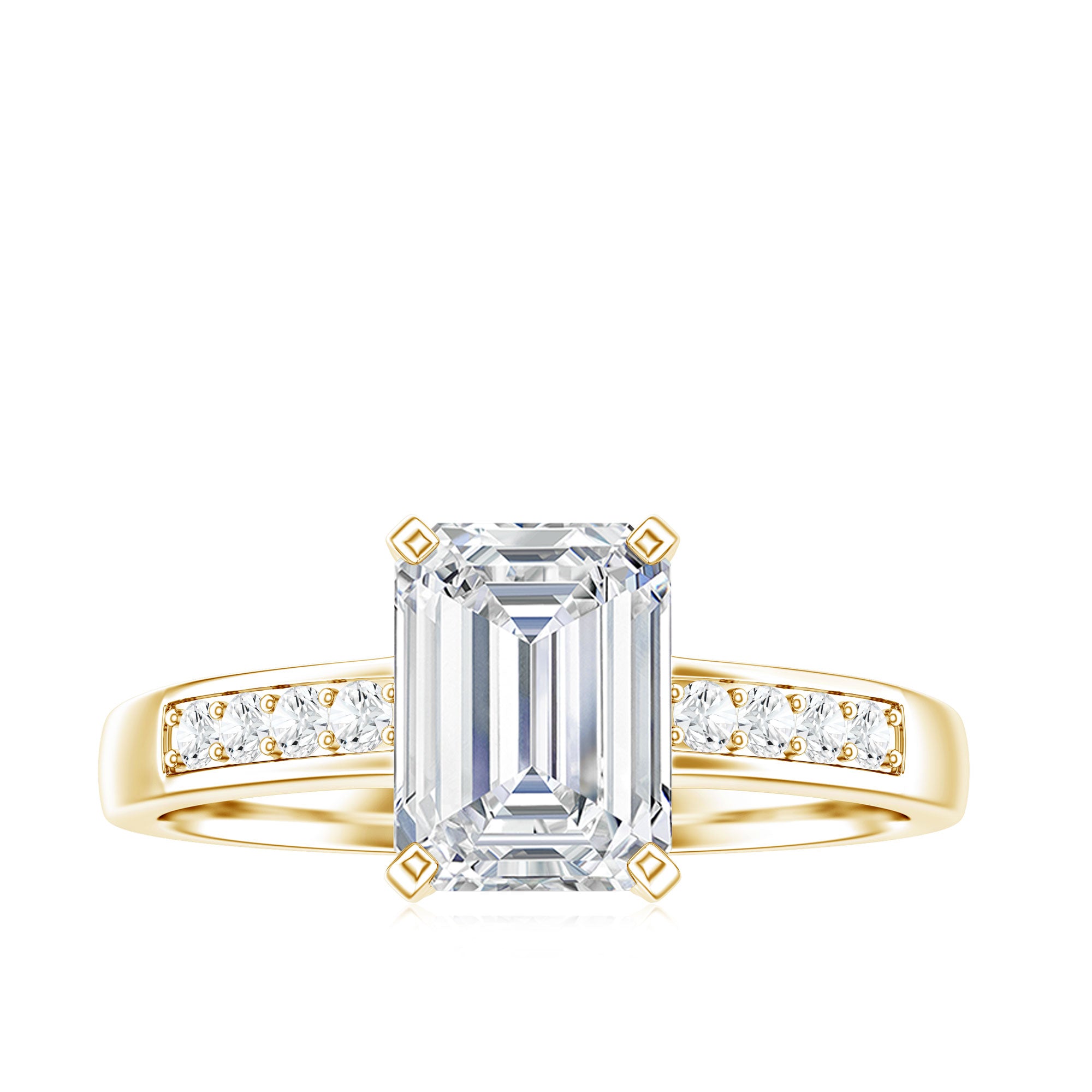 1.8 Carat Emerald Cut Cubic Zirconia Solitaire Engagement Ring AAAA - Rosec Jewels