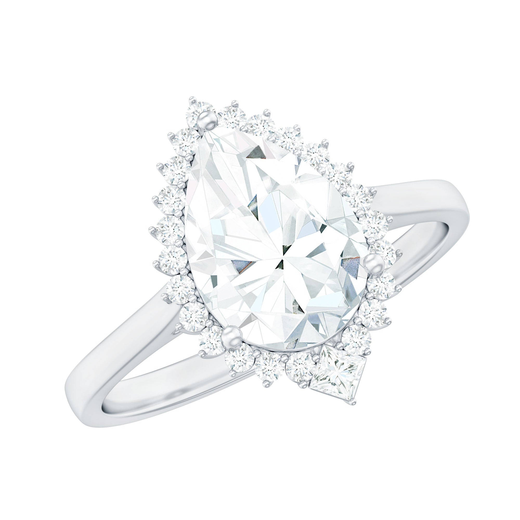 2.75 CT Pear Cut Zircon Cocktail Engagement Ring with Halo