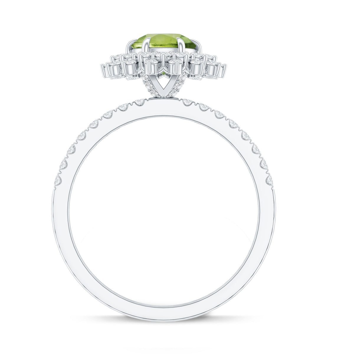Certified Real 2 Carat Peridot Statement Engagement Ring AAA - Rosec Jewels