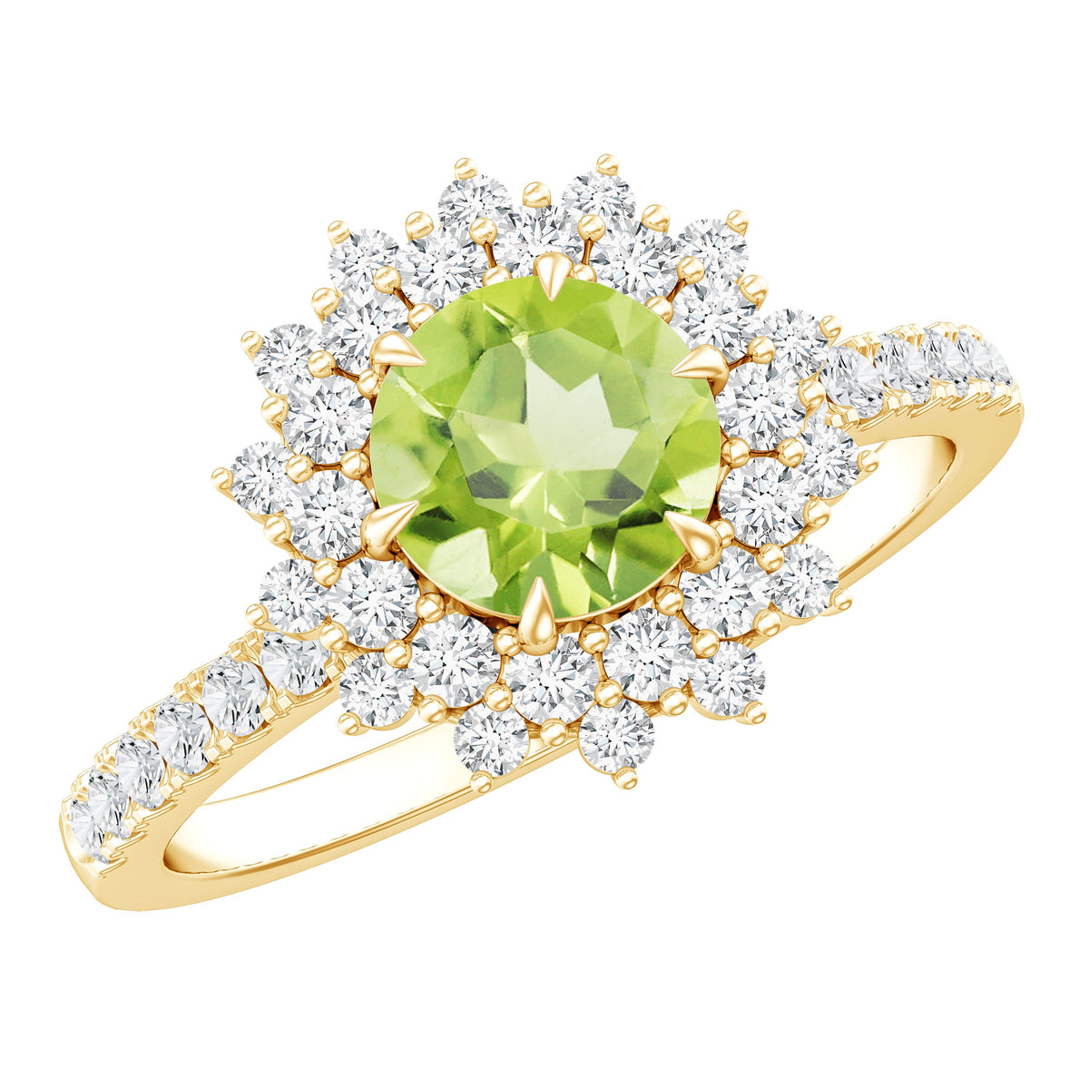 Certified Real 2 Carat Peridot Statement Engagement Ring AAA - Rosec Jewels