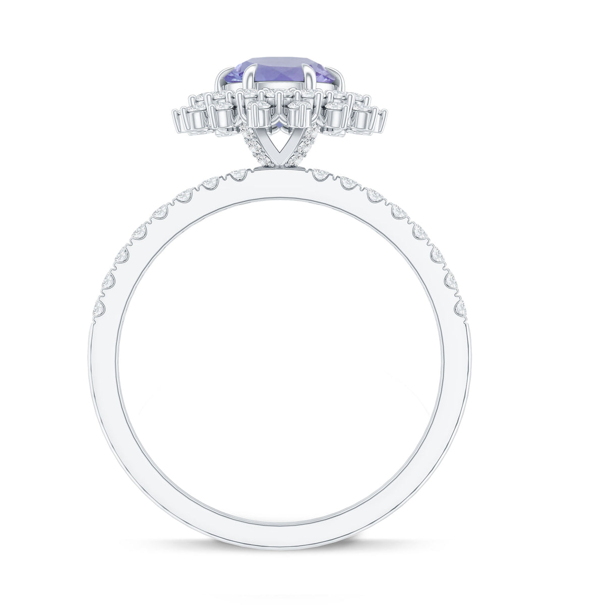 Natural Tanzanite Diamond Engagement Ring with Double Halo AAA - Rosec Jewels
