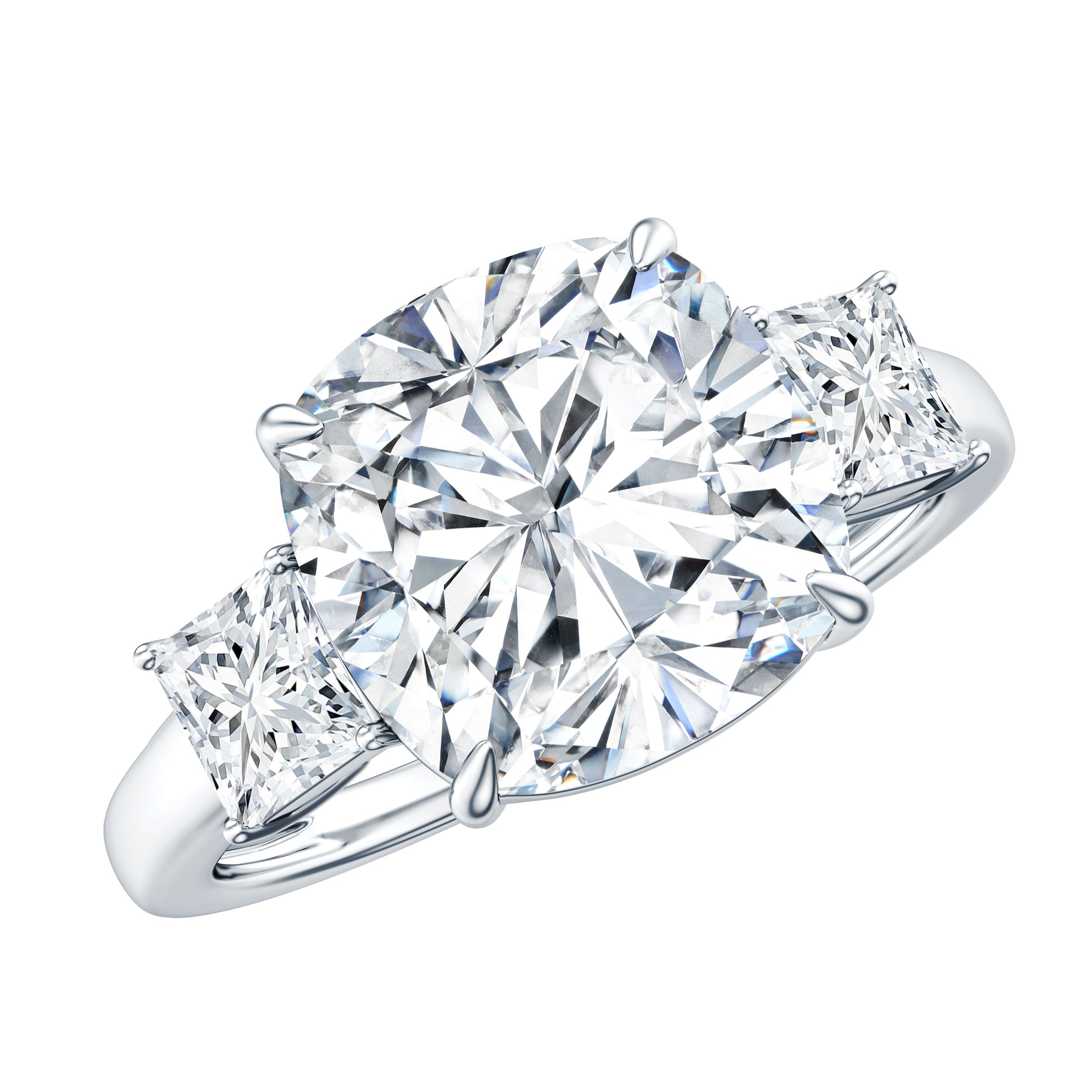 Cushion Moissanite Huge Engagement Ring D-VS1 - Rosec Jewels