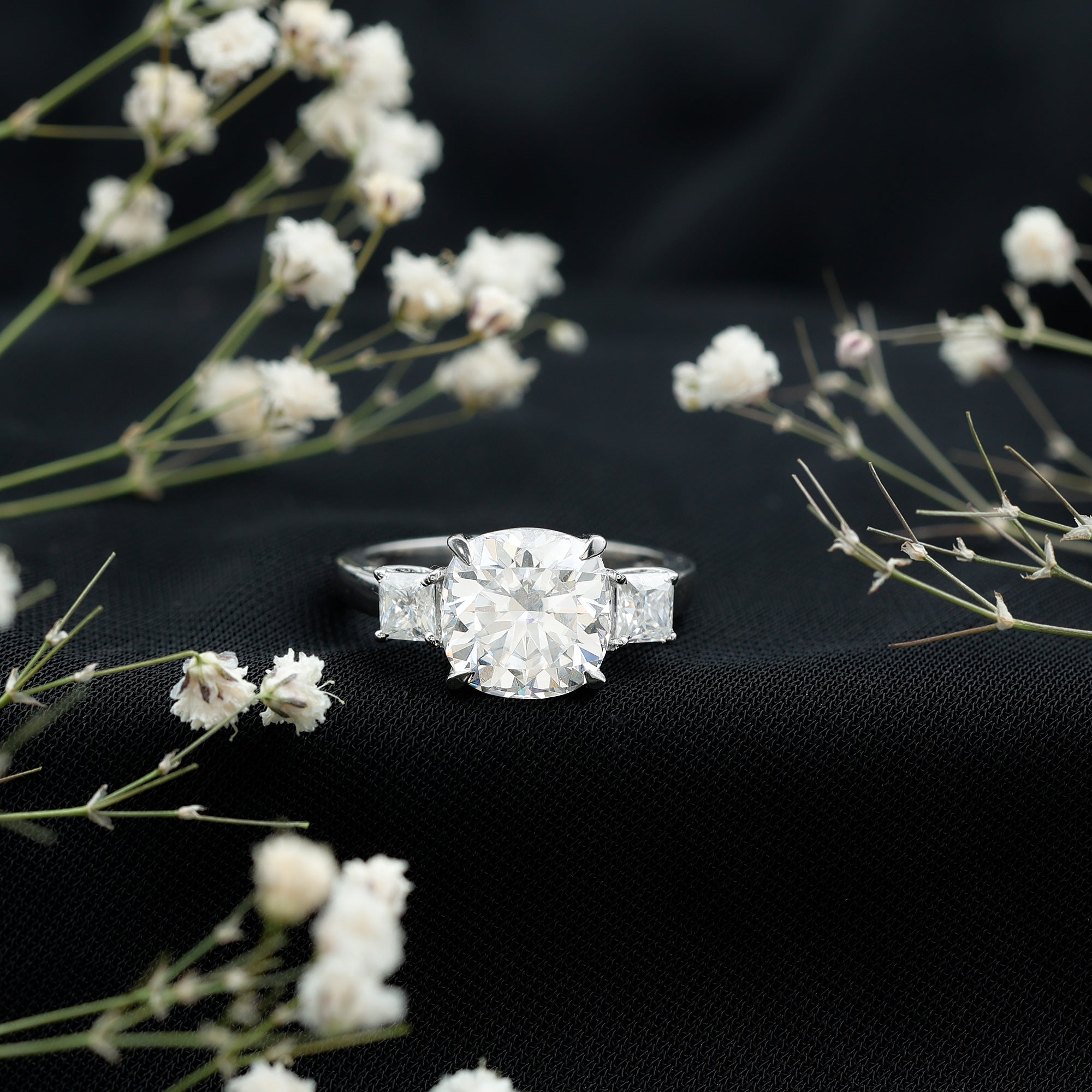 Cushion Moissanite Huge Engagement Ring D-VS1 - Rosec Jewels