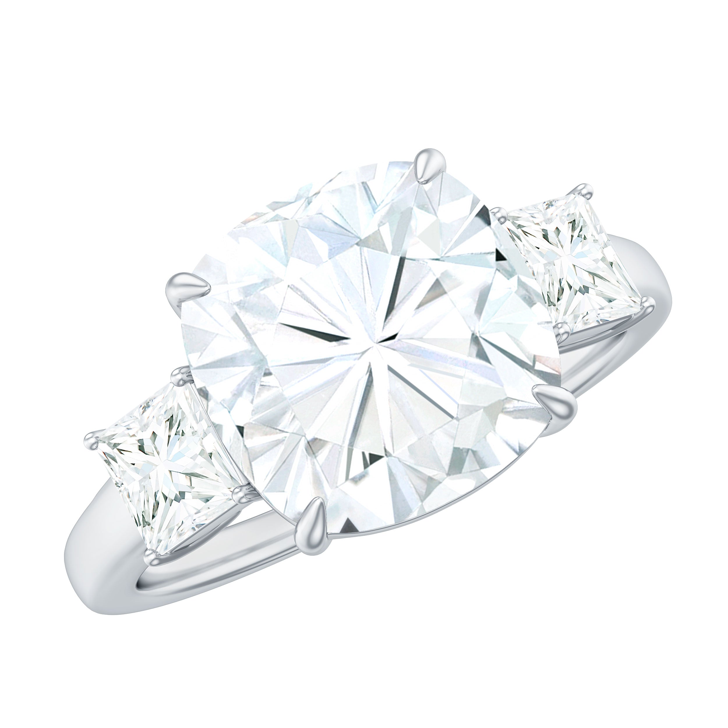 Certified Cubic Zirconia 3 Stone Engagement Ring