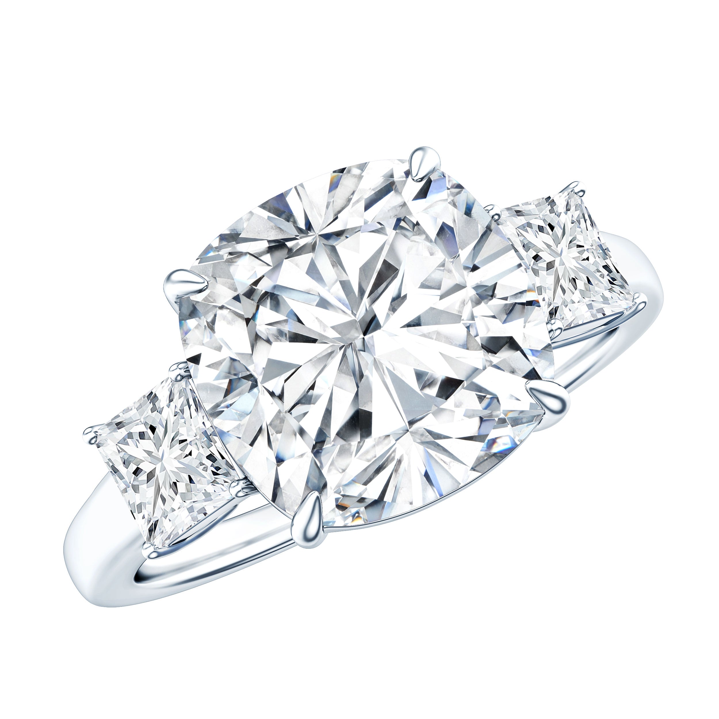 Certified 6 Carat Cubic Zirconia Three Stone Engagement Ring AAAAA 92.5 Sterling Silver - Rosec Jewels