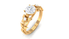 1 CT Round Moissanite Gold Flower Engagement Ring Moissanite - ( D-VS1 ) - Color and Clarity - Rosec Jewels