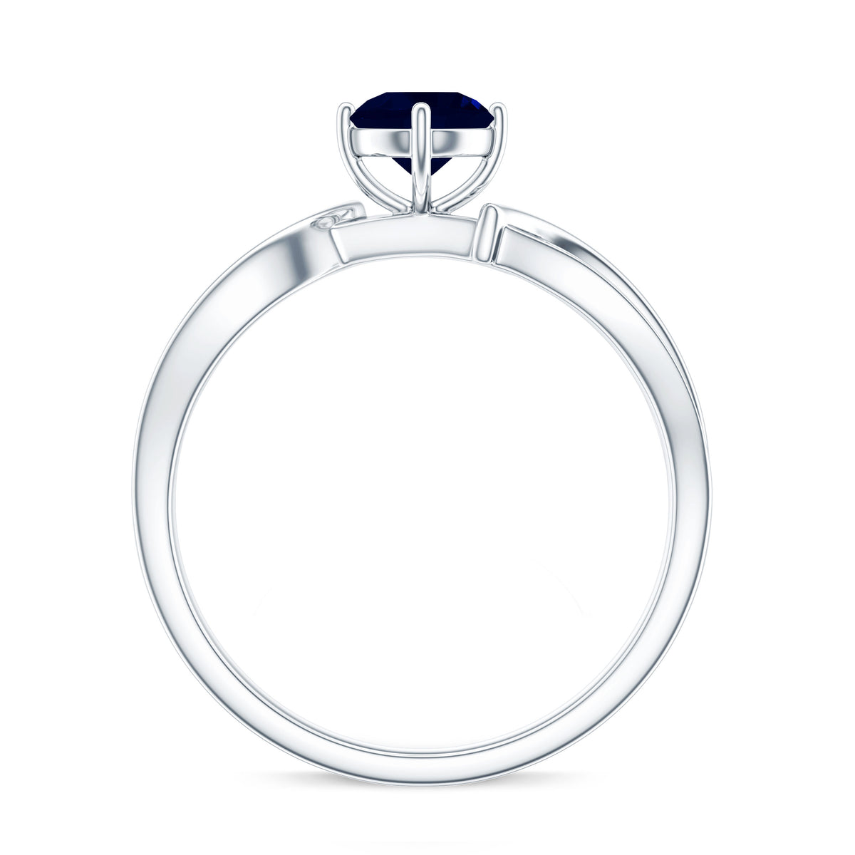 Real 0.95 Carat Round Blue Sapphire Infinity Engagement Ring with Diamond AAA - Rosec Jewels