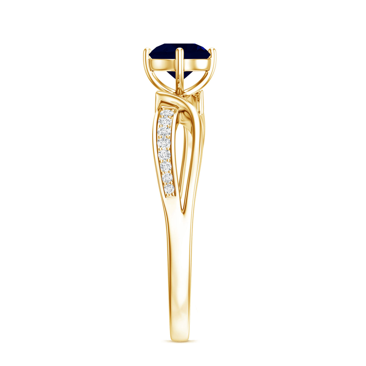 Real 0.95 Carat Round Blue Sapphire Infinity Engagement Ring with Diamond AAA - Rosec Jewels