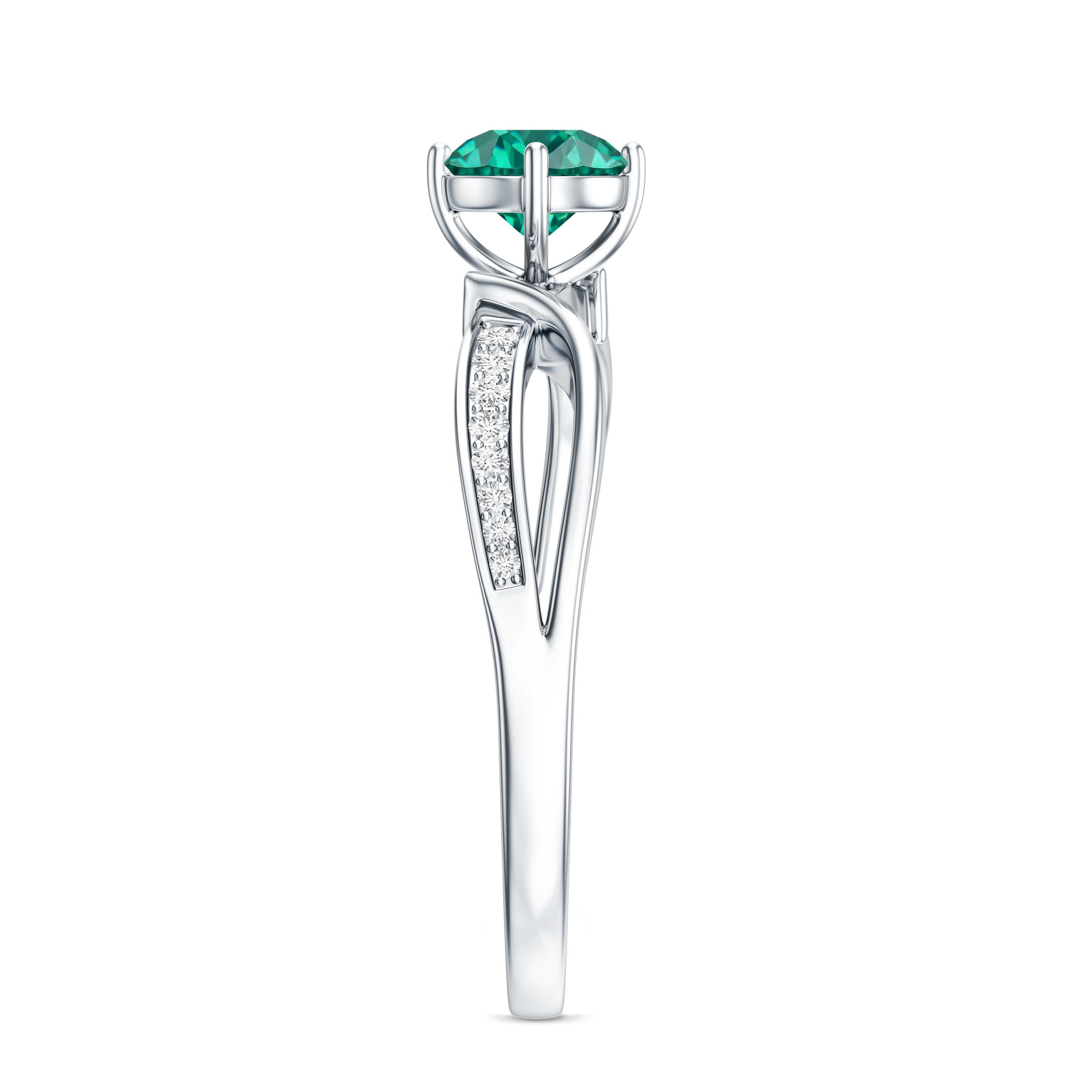 Certified Lab Grown Emerald Diamond Engagement Ring with Infinity Shank AAAA - Rosec Jewels