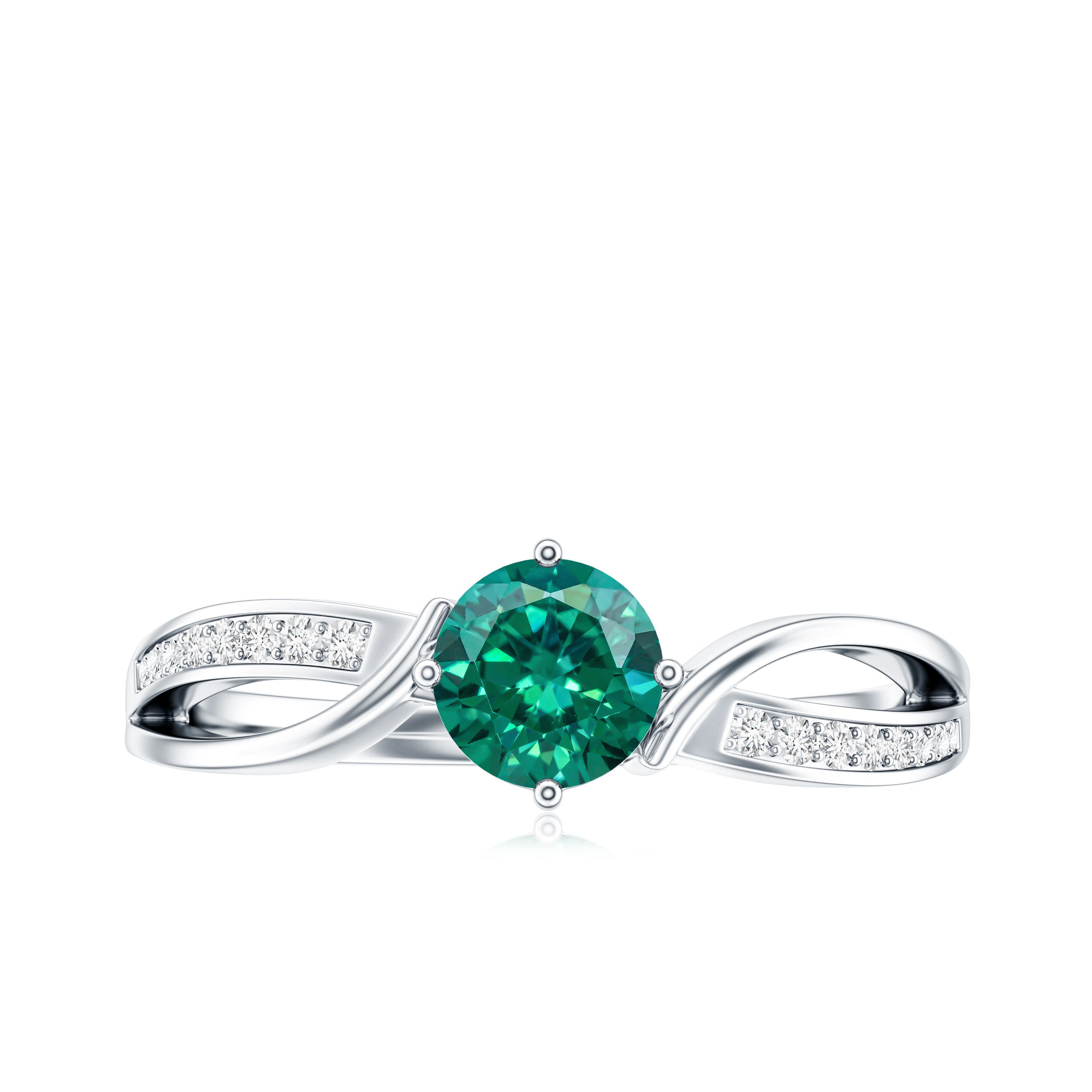 Certified Lab Grown Emerald Diamond Engagement Ring with Infinity Shank AAAA - Rosec Jewels