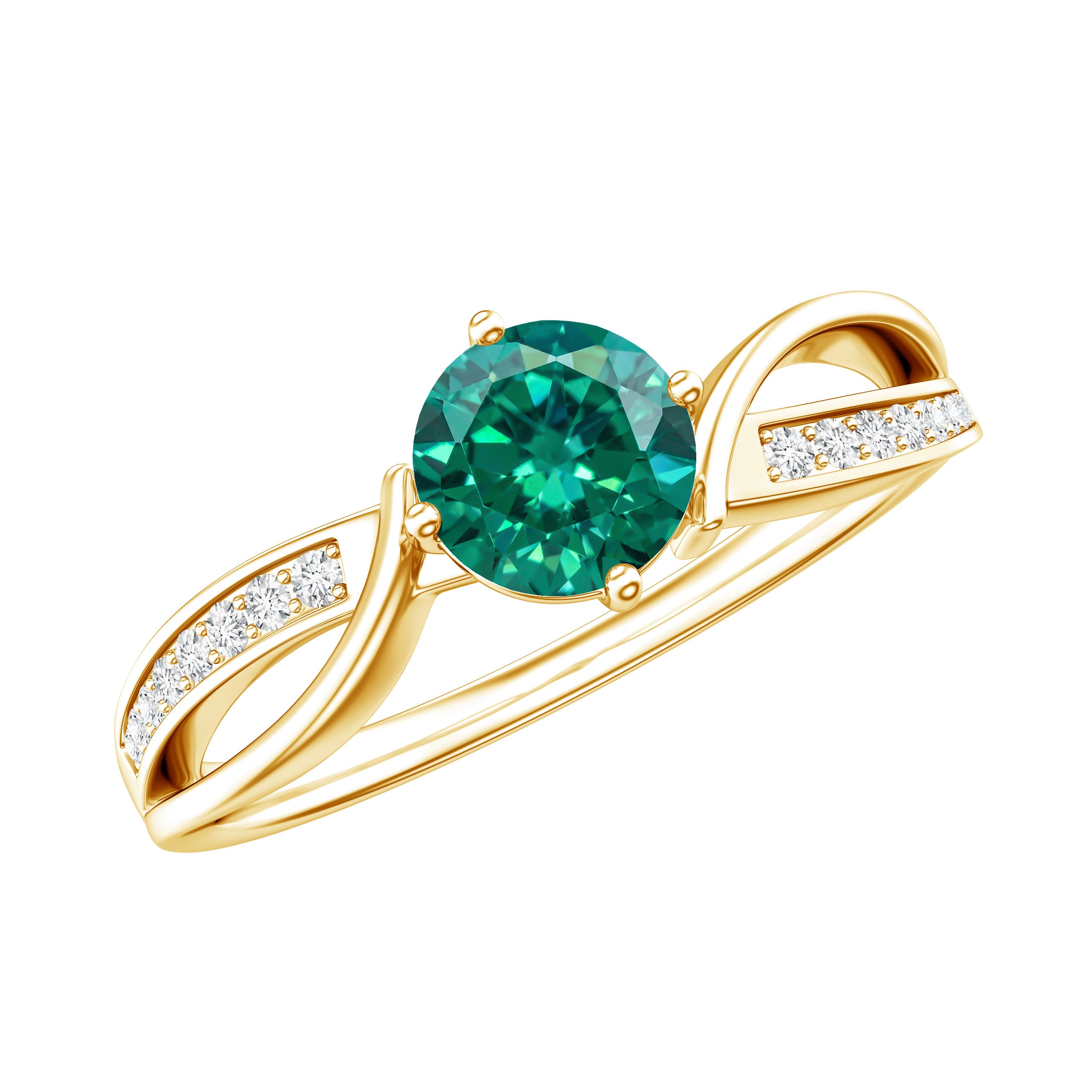 Certified Lab Grown Emerald Diamond Engagement Ring with Infinity Shank AAAA - Rosec Jewels