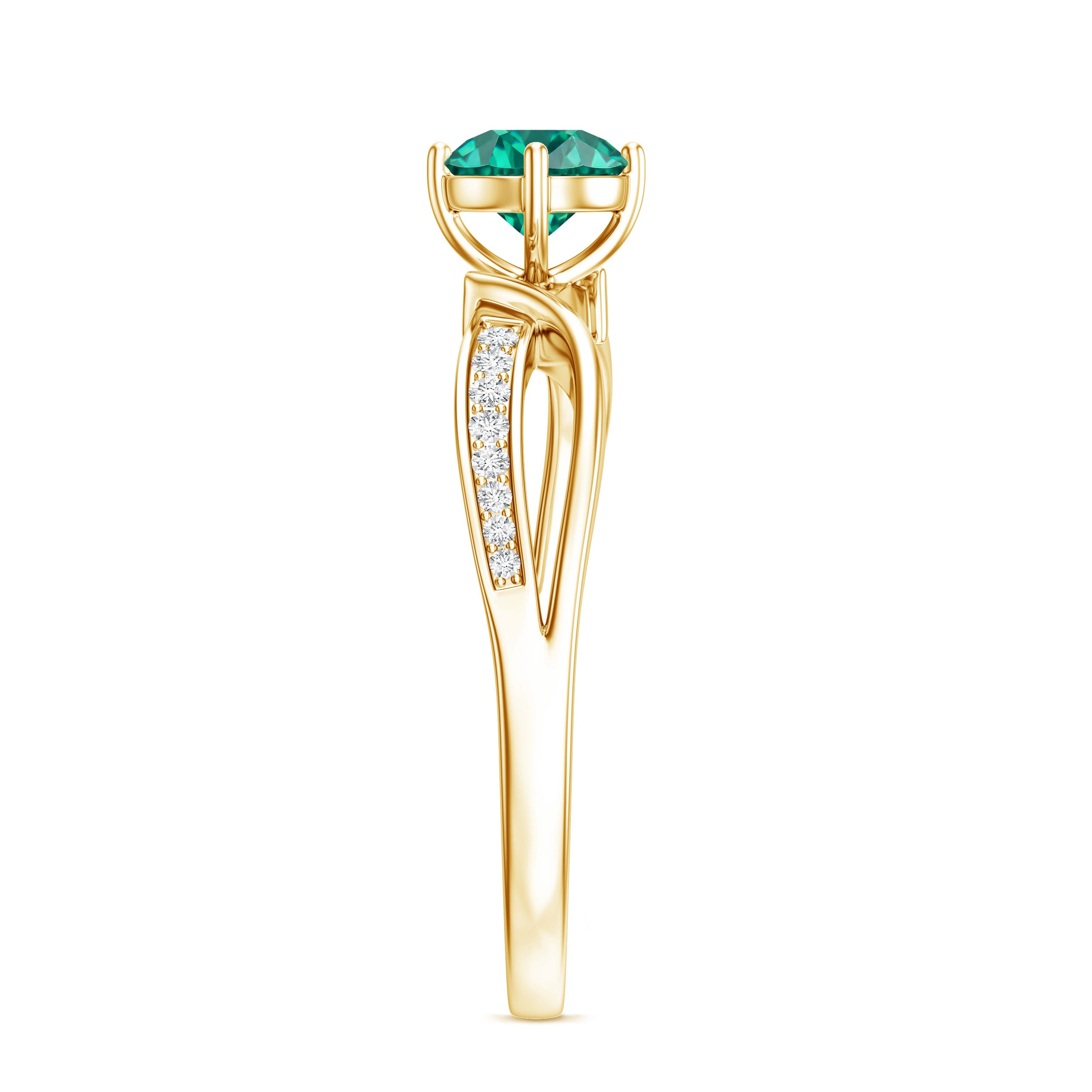 Certified Lab Grown Emerald Diamond Engagement Ring with Infinity Shank AAAA - Rosec Jewels