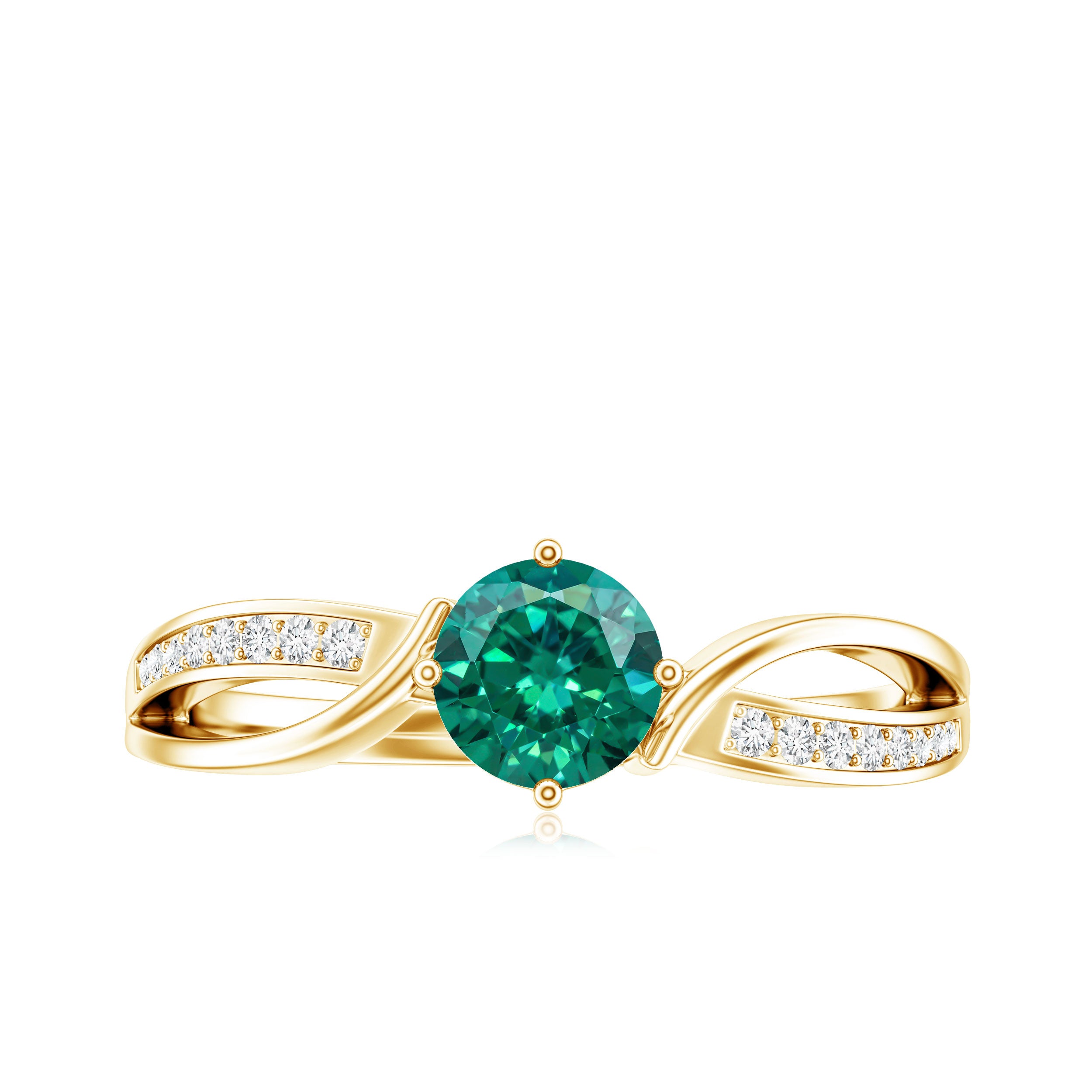 Certified Lab Grown Emerald Diamond Engagement Ring with Infinity Shank AAAA - Rosec Jewels