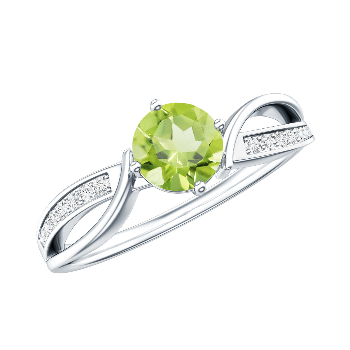 Real 0.5 Carat Peridot Infinity Promise Ring with Diamond AAA - Rosec Jewels