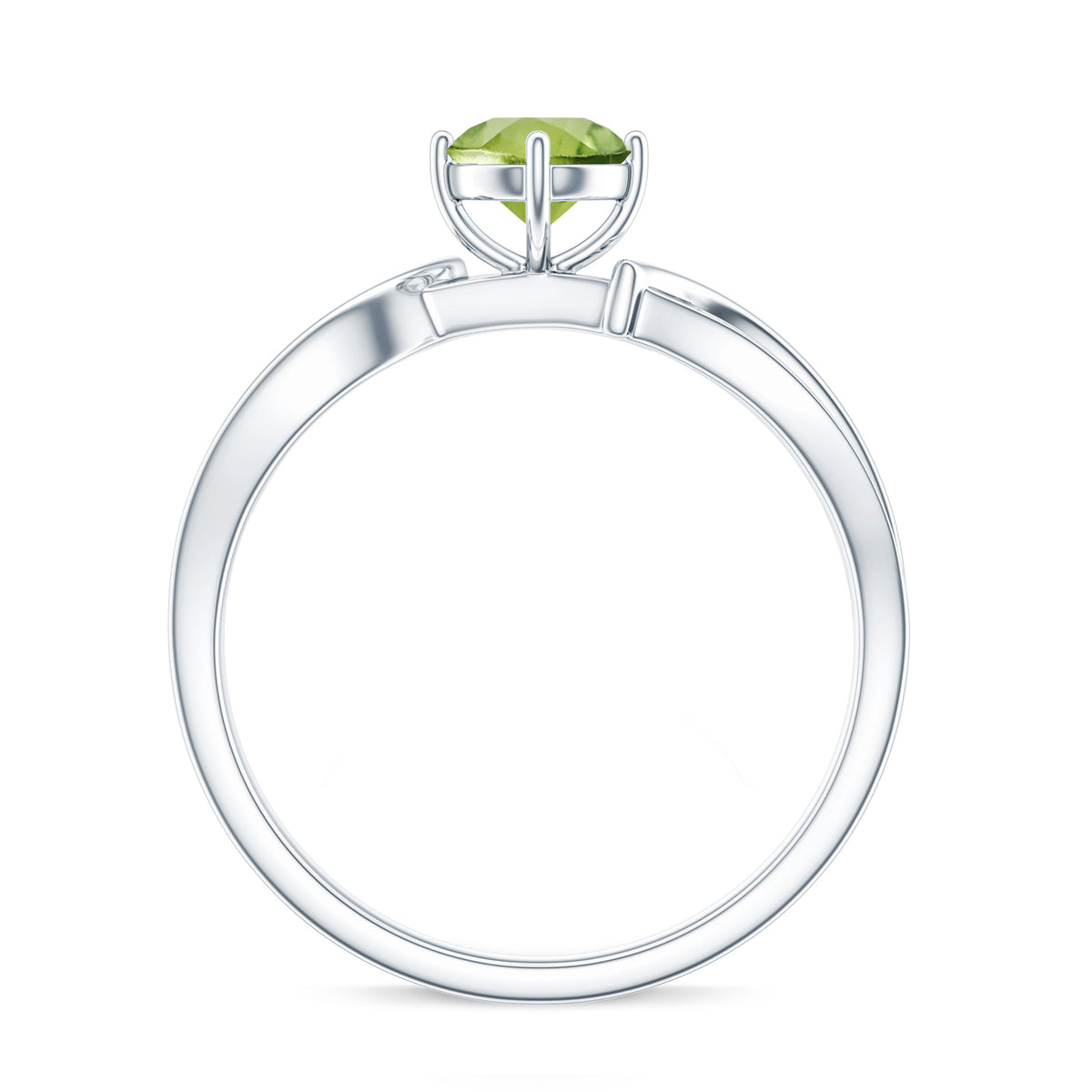 Real 0.5 Carat Peridot Infinity Promise Ring with Diamond AAA - Rosec Jewels
