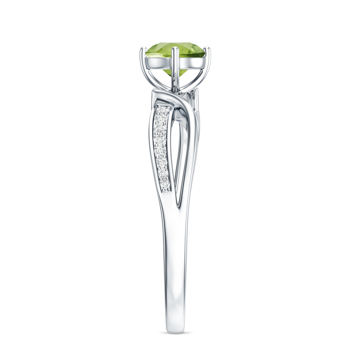 Real 0.5 Carat Peridot Infinity Promise Ring with Diamond AAA - Rosec Jewels