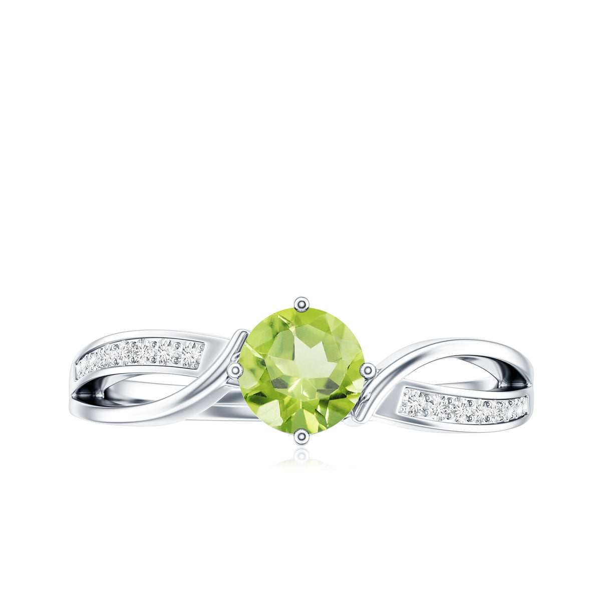 Real 0.5 Carat Peridot Infinity Promise Ring with Diamond AAA - Rosec Jewels
