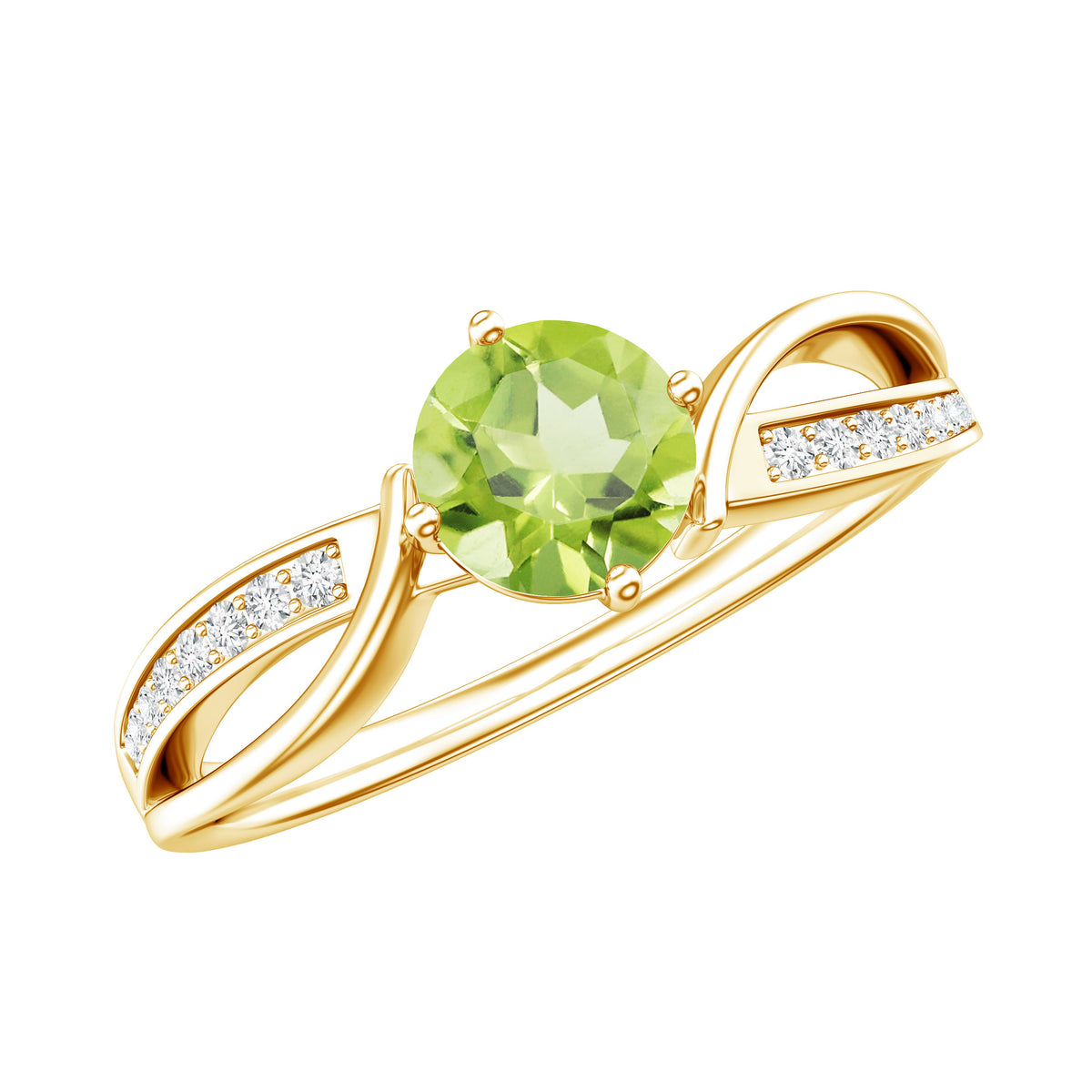 Real 0.5 Carat Peridot Infinity Promise Ring with Diamond AAA - Rosec Jewels