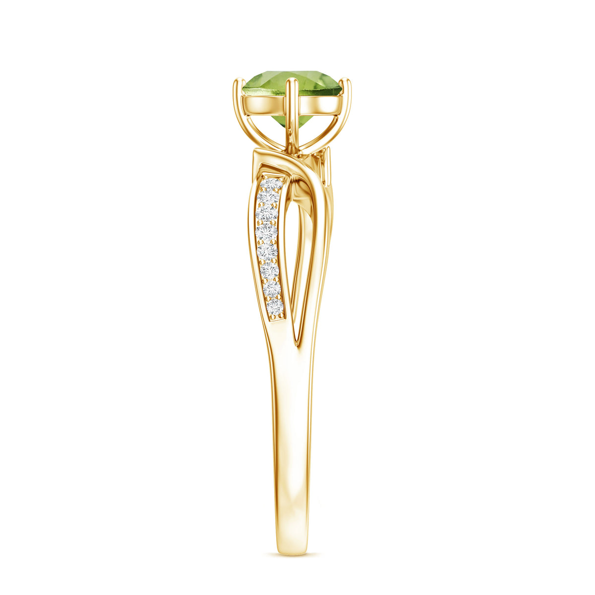 Real 0.5 Carat Peridot Infinity Promise Ring with Diamond AAA - Rosec Jewels