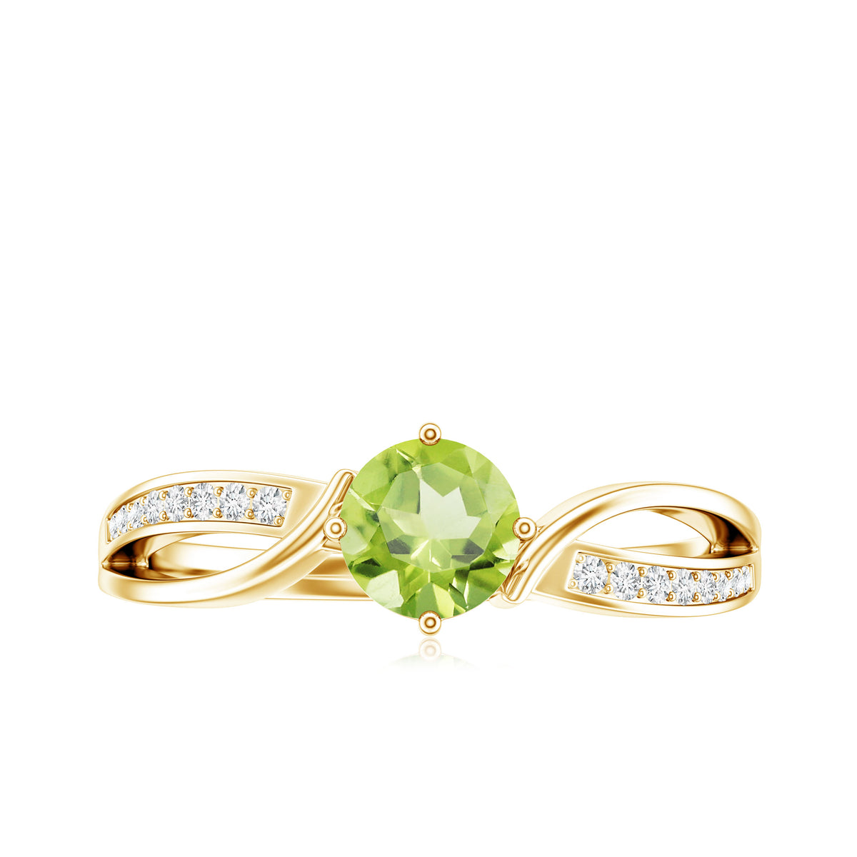 Real 0.5 Carat Peridot Infinity Promise Ring with Diamond AAA - Rosec Jewels
