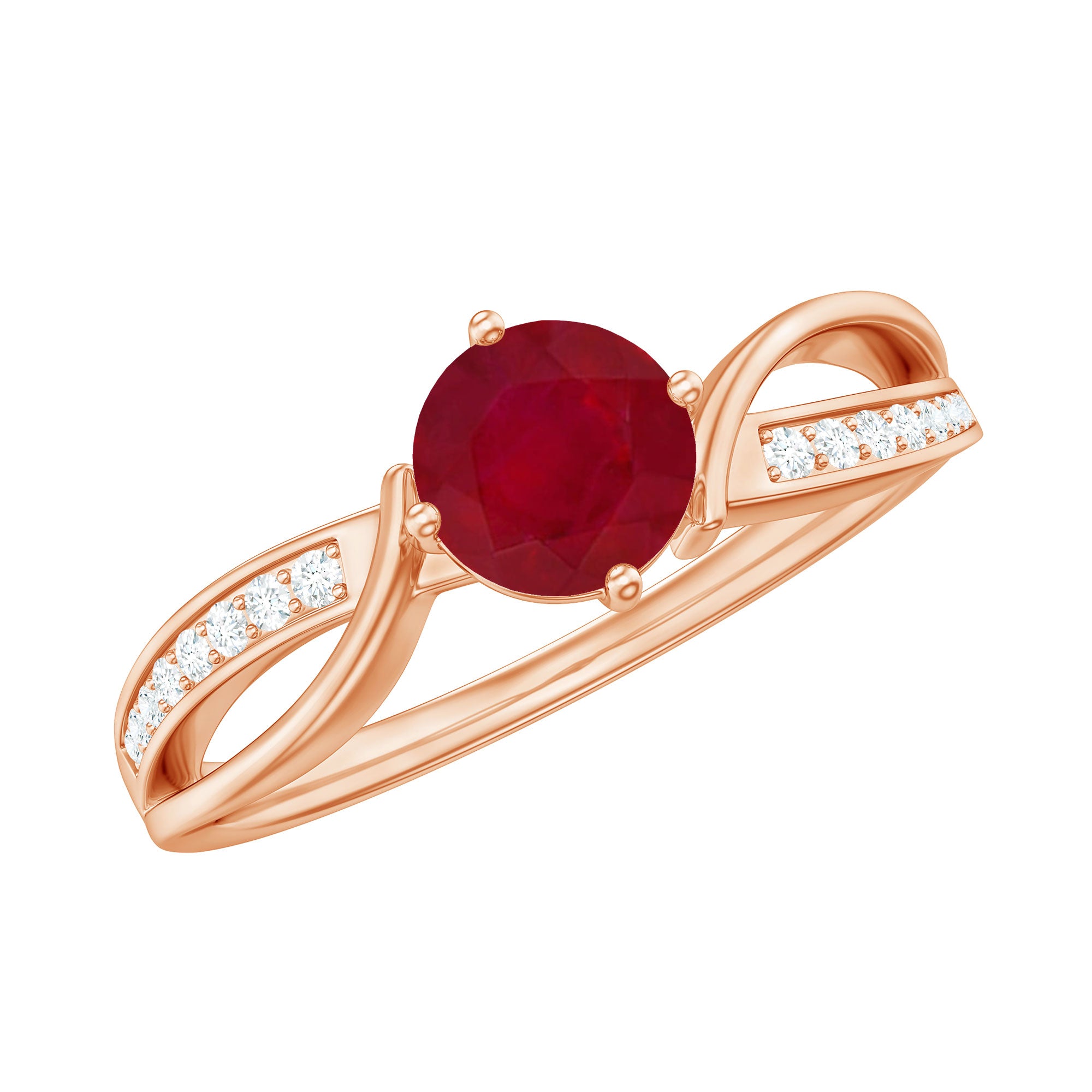 Natural 0.6 Carat Ruby Infinity Promise Ring with Diamond AAA - Rosec Jewels