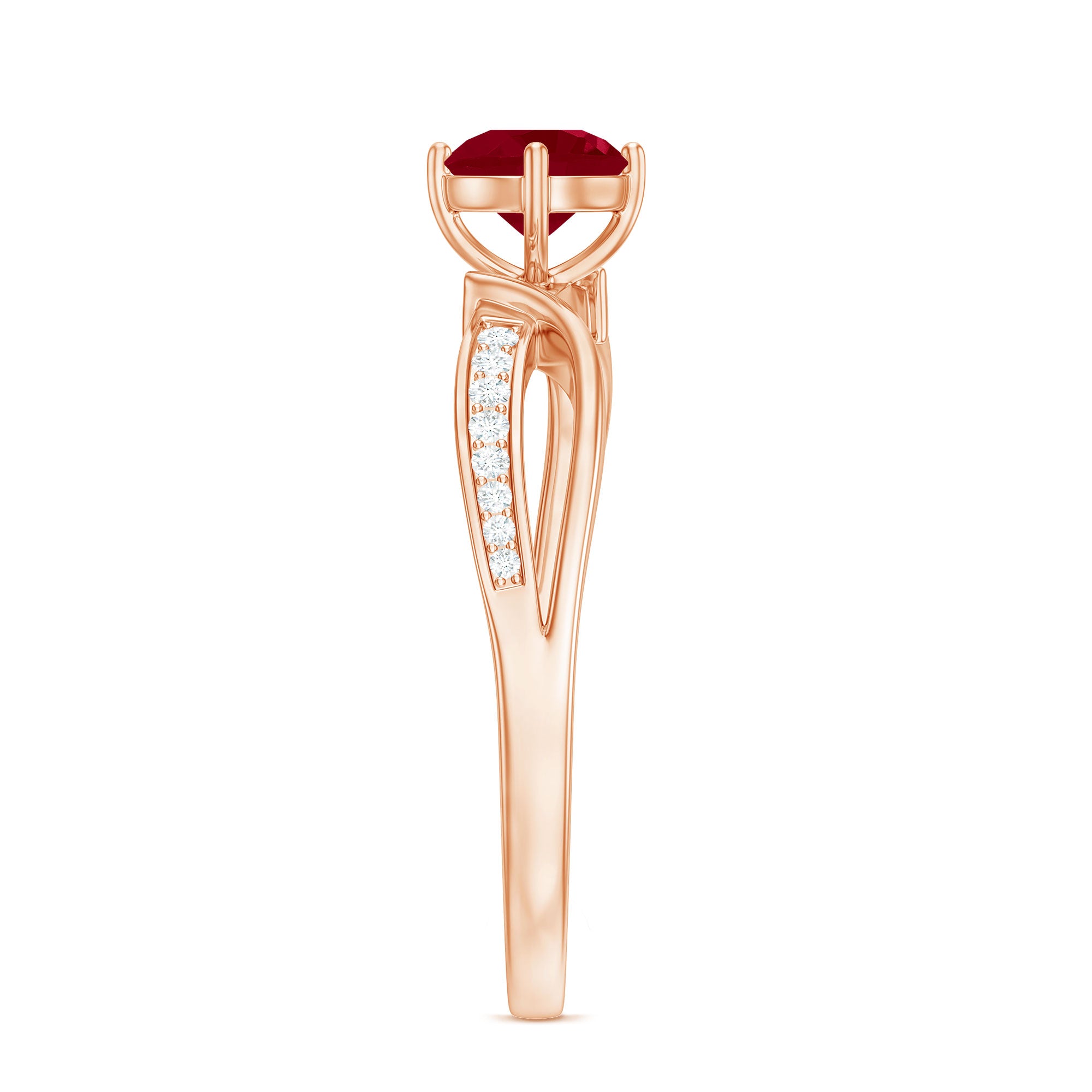 Natural 0.6 Carat Ruby Infinity Promise Ring with Diamond AAA - Rosec Jewels