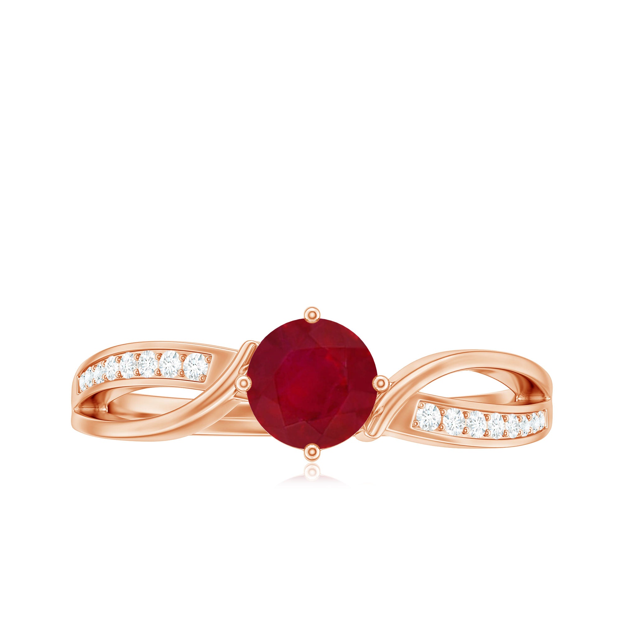 Natural 0.6 Carat Ruby Infinity Promise Ring with Diamond AAA - Rosec Jewels
