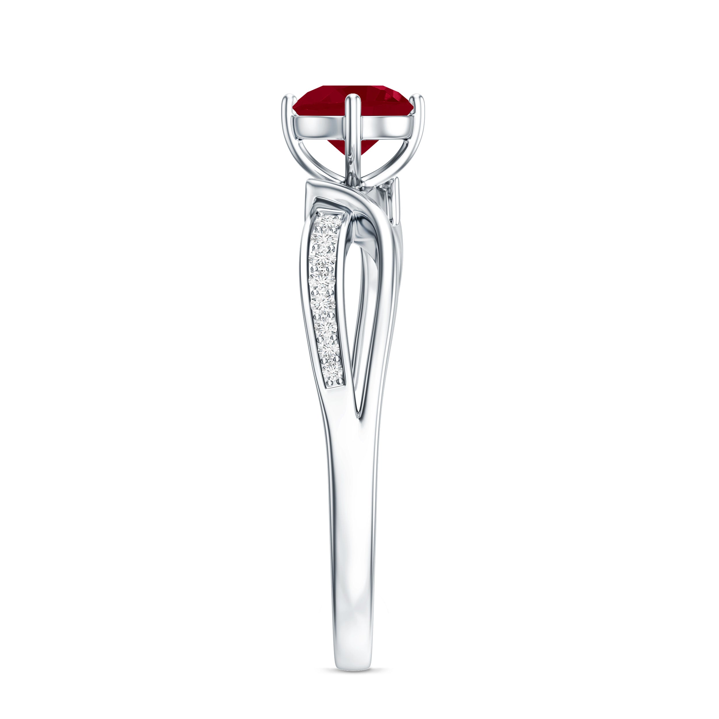 Natural 0.6 Carat Ruby Infinity Promise Ring with Diamond AAA - Rosec Jewels