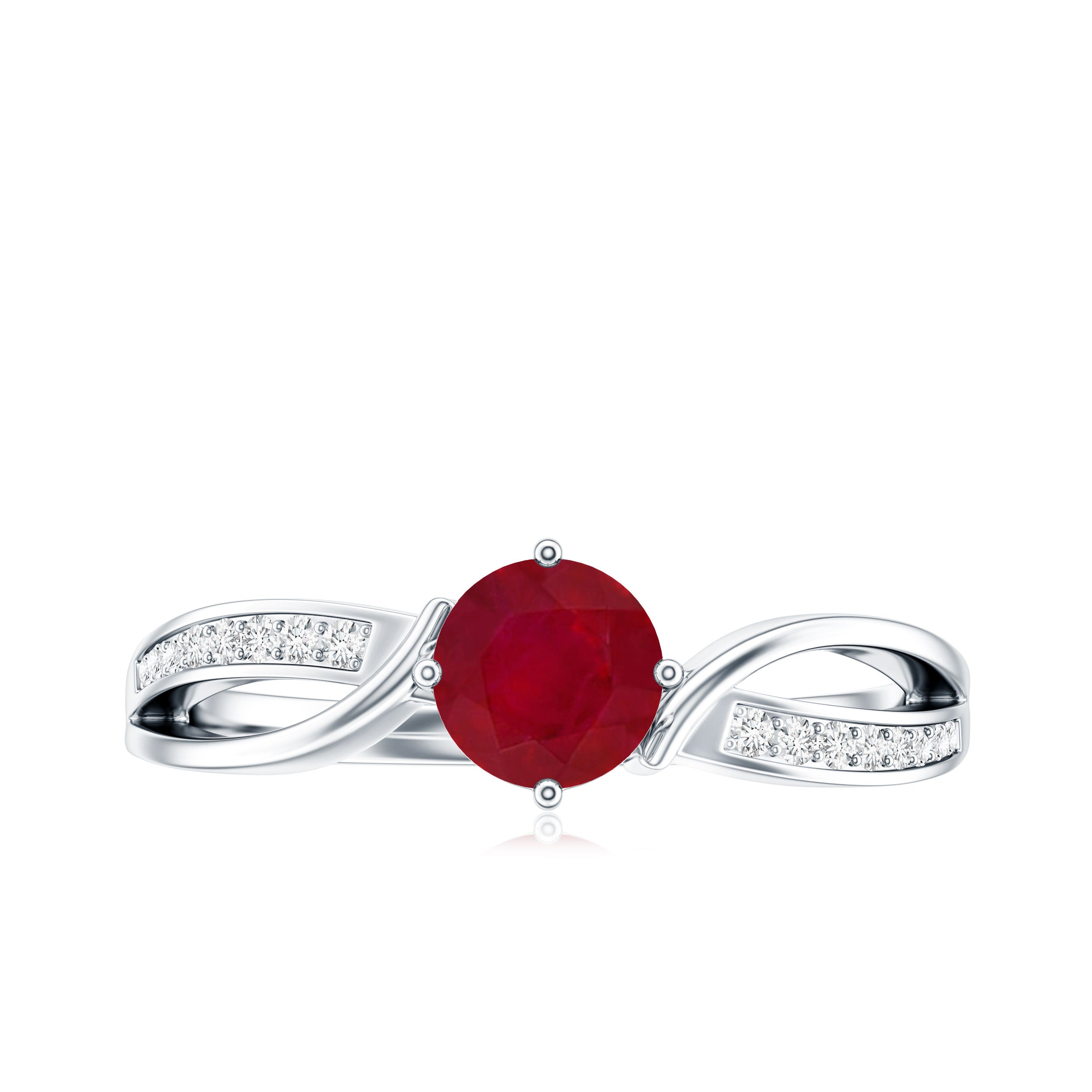 Natural 0.6 Carat Ruby Infinity Promise Ring with Diamond AAA - Rosec Jewels