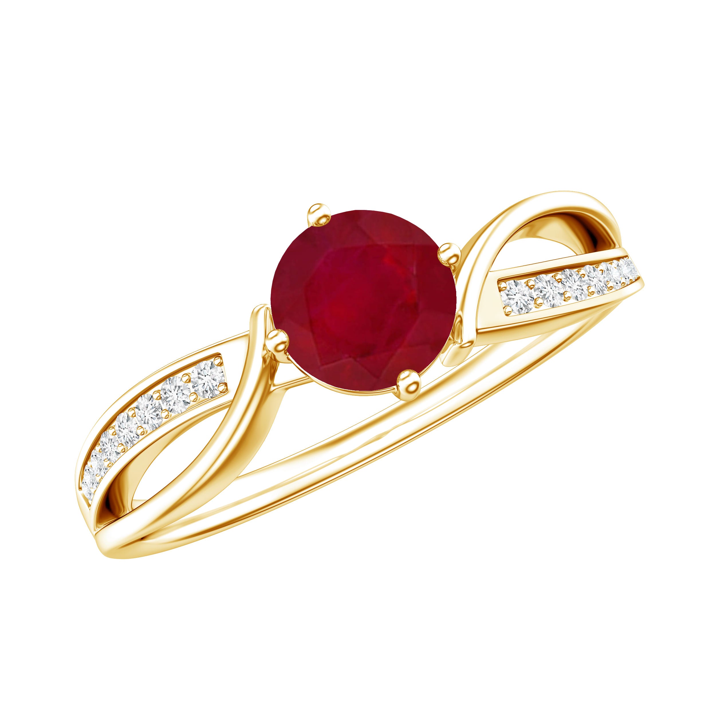 Natural 0.6 Carat Ruby Infinity Promise Ring with Diamond AAA - Rosec Jewels