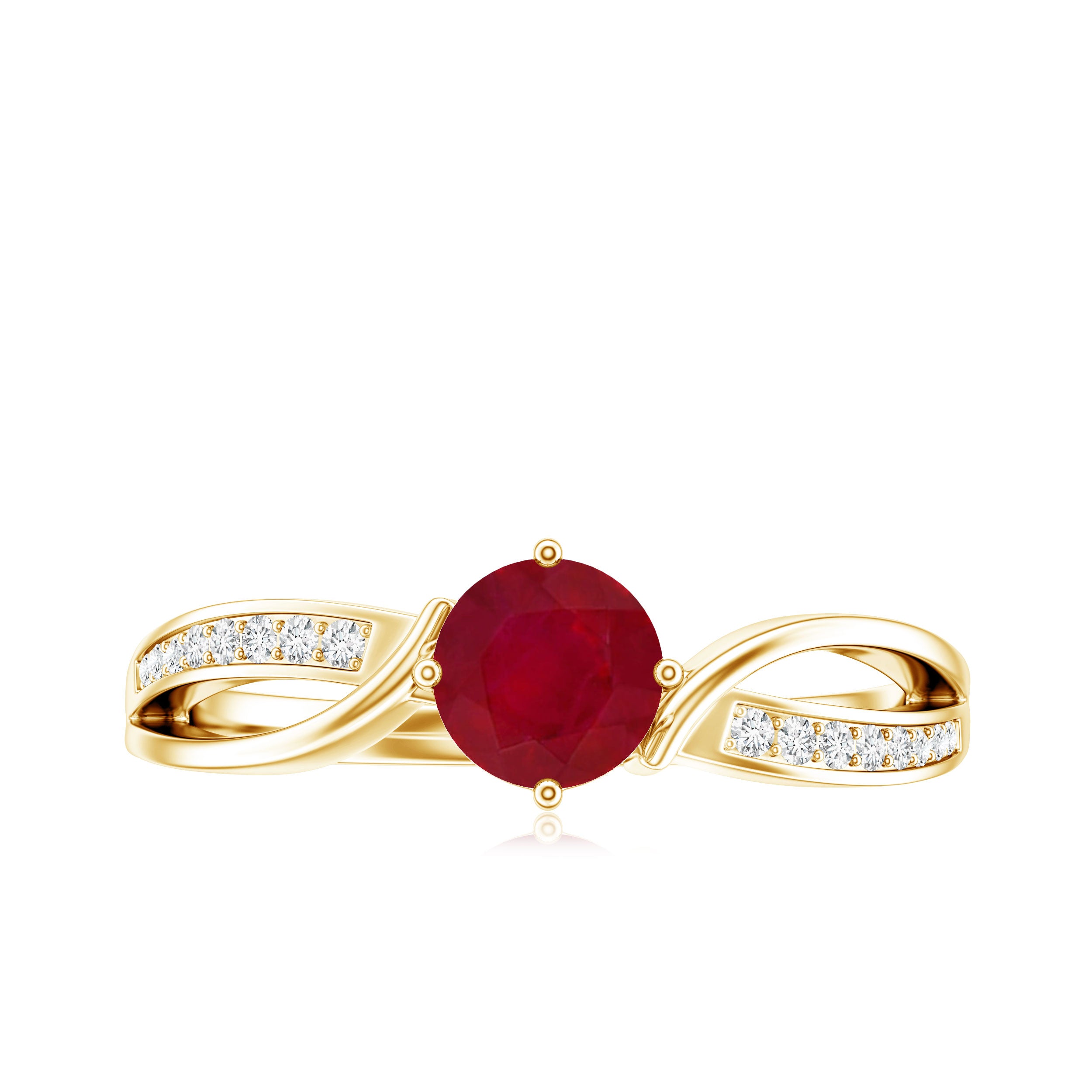 Natural 0.6 Carat Ruby Infinity Promise Ring with Diamond AAA - Rosec Jewels