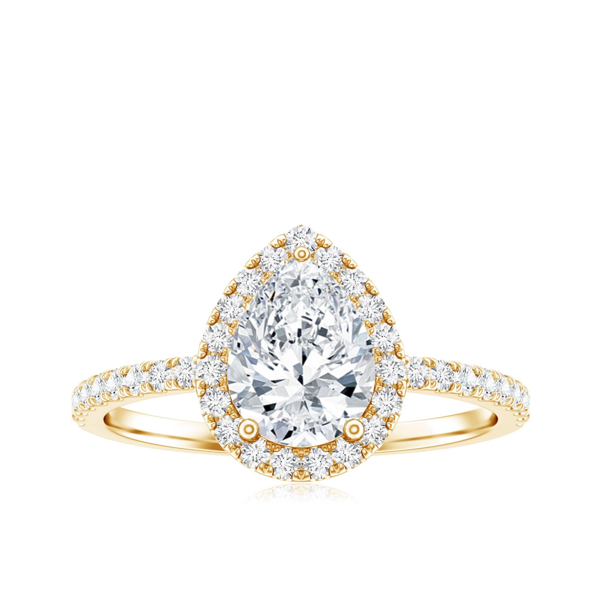 1.4 Carat Pear Shaped Simulated Diamond Halo Engagement Ring AAAA - Rosec Jewels