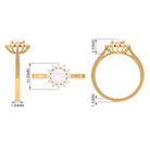 Round Shape Natural Rose Quartz Halo Ring with Diamond Rose Quartz - ( AAA ) - Quality - Rosec Jewels